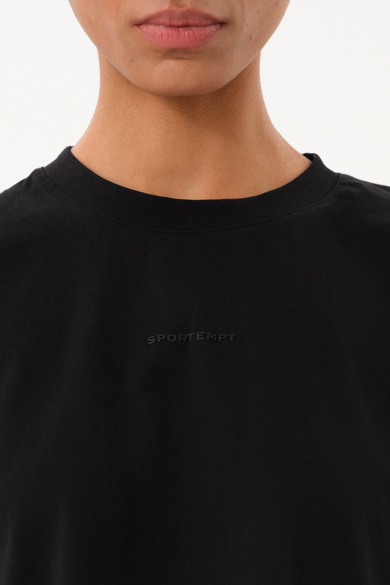 Bisiklet Yaka Kadın Crop T-Shirt - Siyah