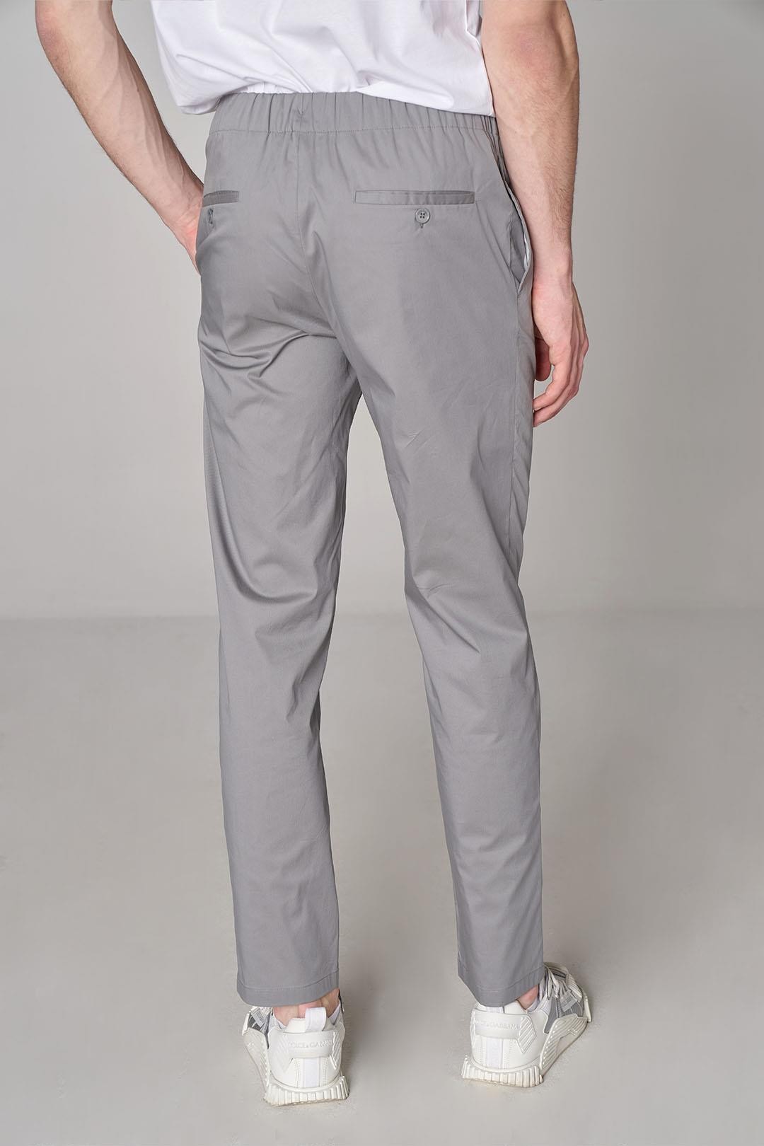 Woven Pants with Belt Monogram Detail - Gray