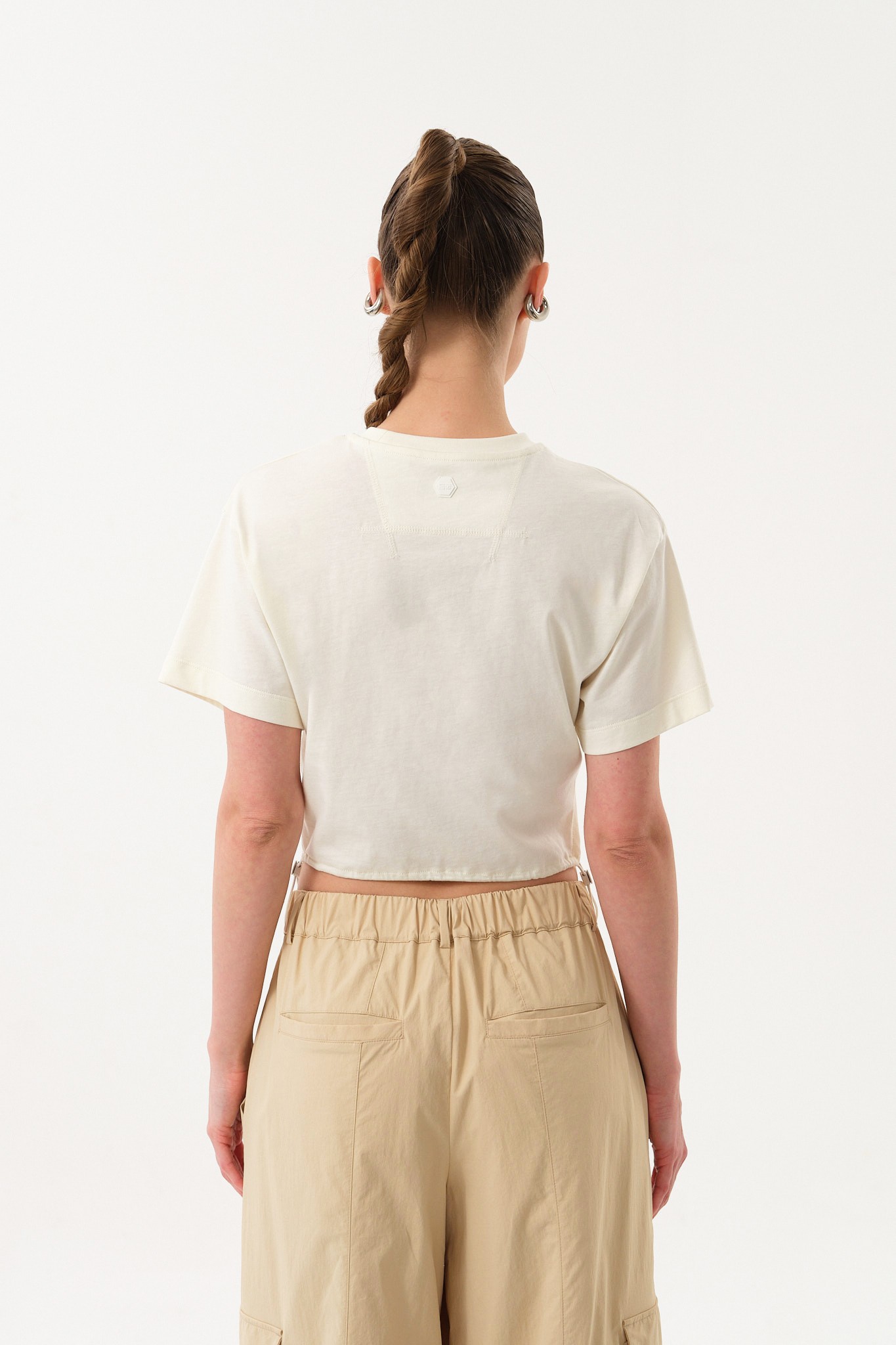 Belden Ayarlanabilir Lastikli Crop Kadın T-Shirt