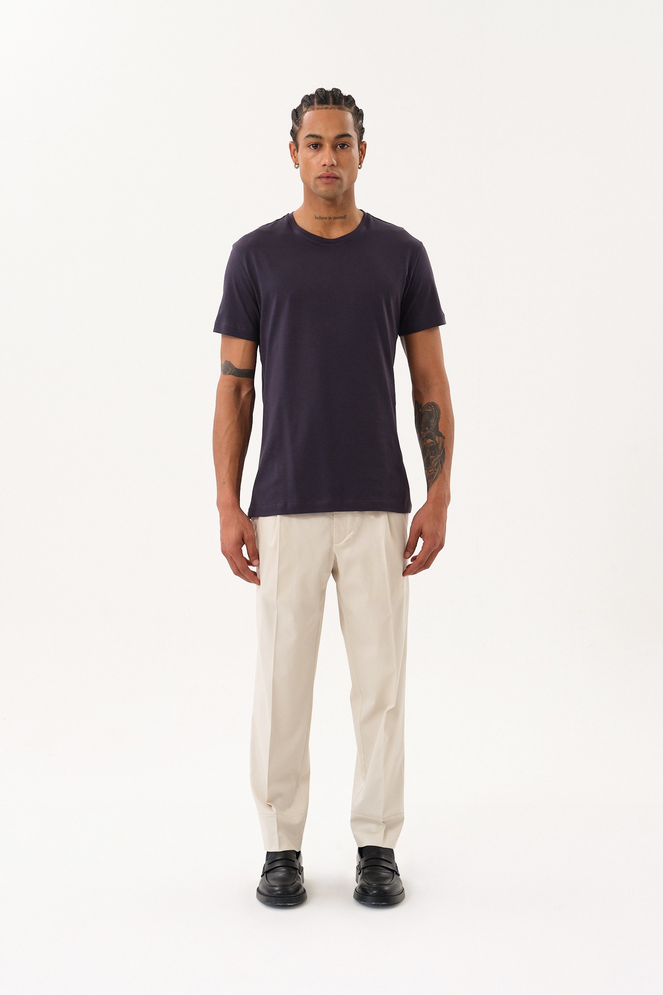 Erkek Slim Fit Bisiklet Yaka T-Shirt - Antrasit