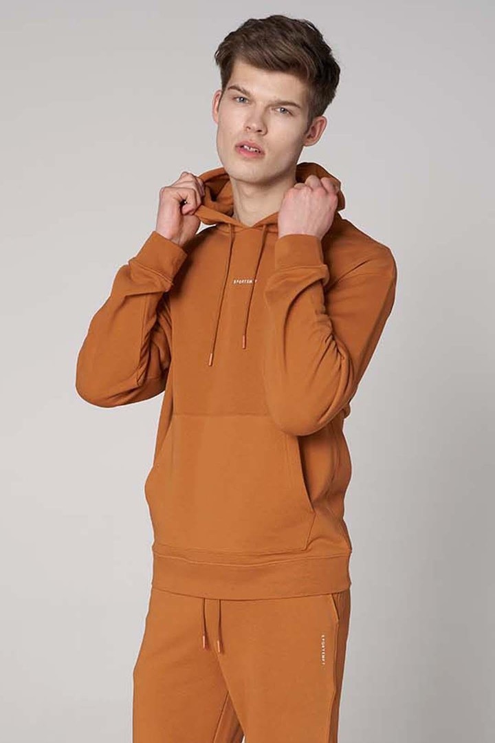 Ön Sportempt Nakış Detaylı Oversized Kapüşonlu Sweatshirt - Hardal