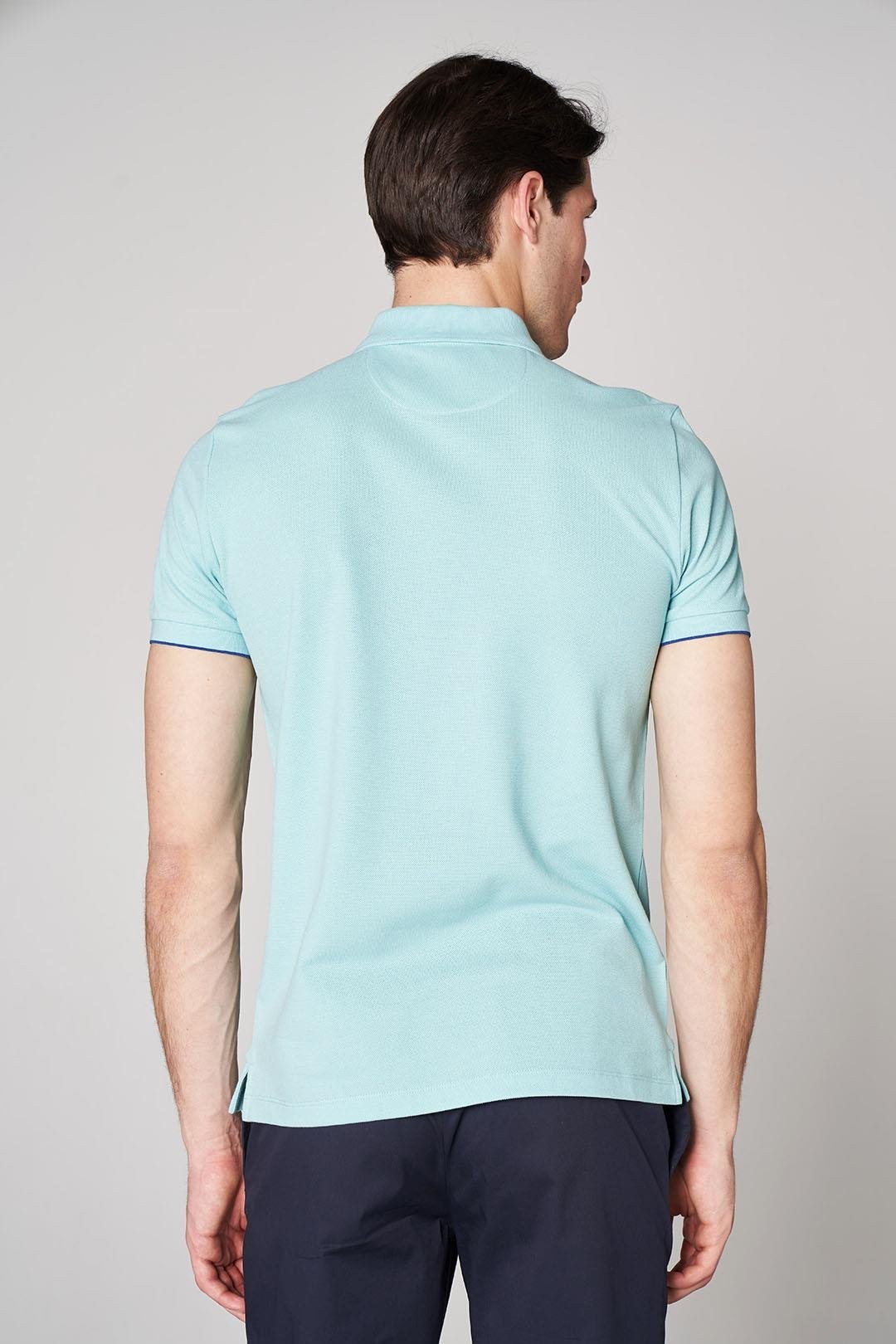 Zipper Detail Modern Fit Polo Collar - Mint