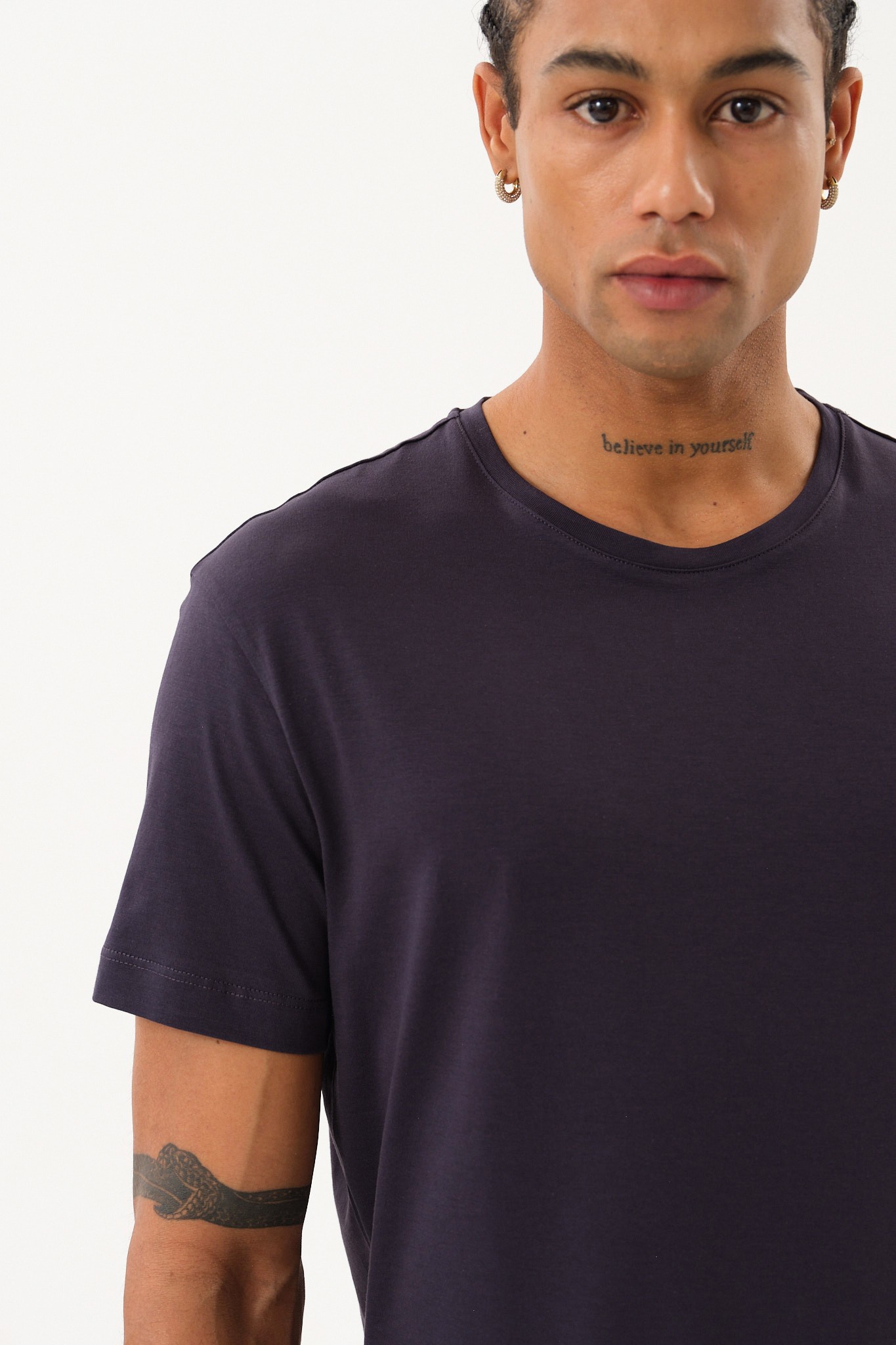 Erkek Slim Fit Bisiklet Yaka T-Shirt - Antrasit