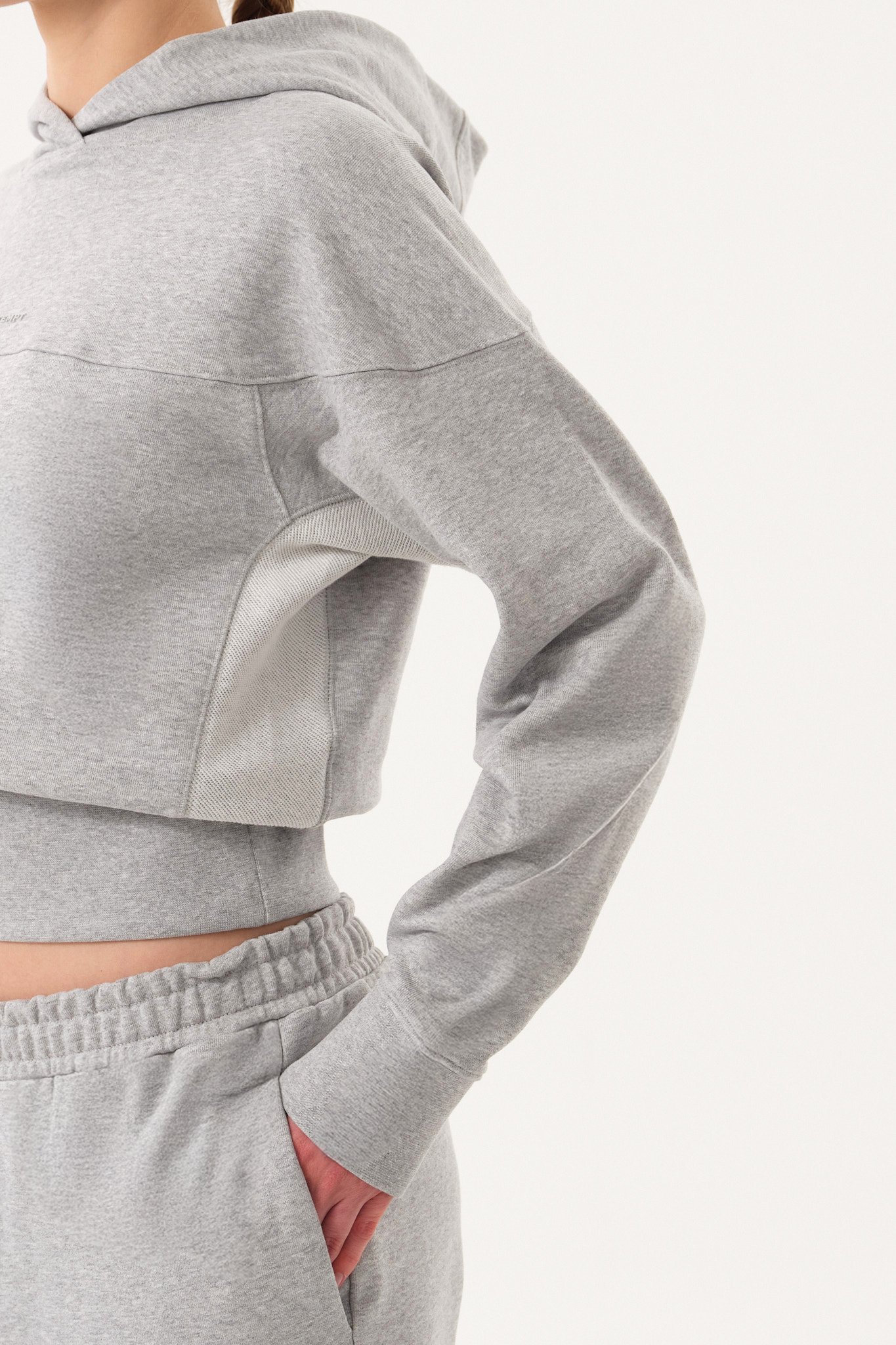 Crop Kadın Hoodie - Gri