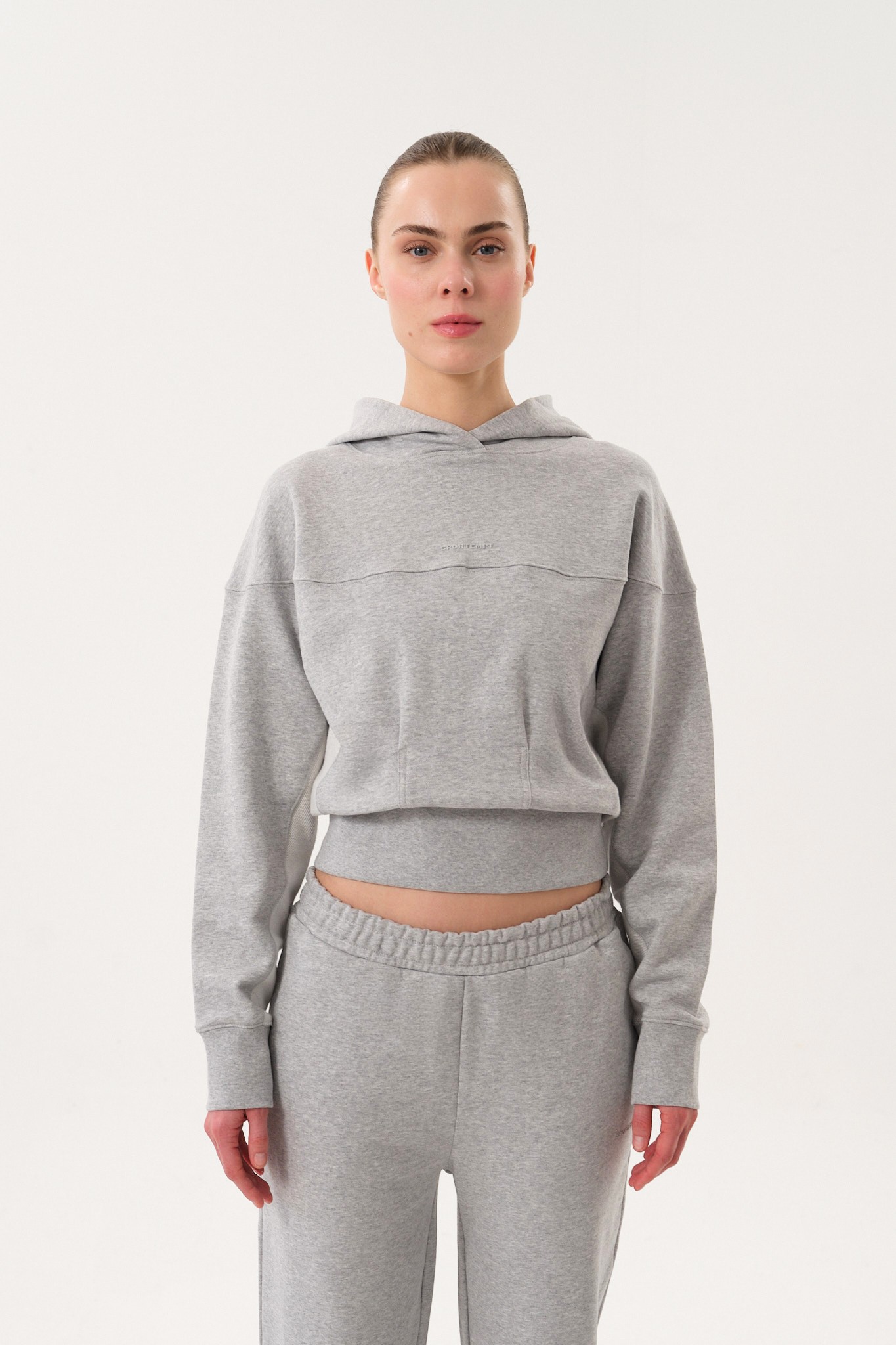 Crop Kadın Hoodie - Gri