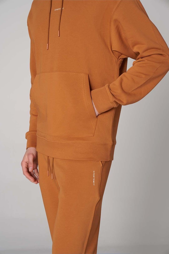 Ön Sportempt Nakış Detaylı Oversized Kapüşonlu Sweatshirt - Hardal