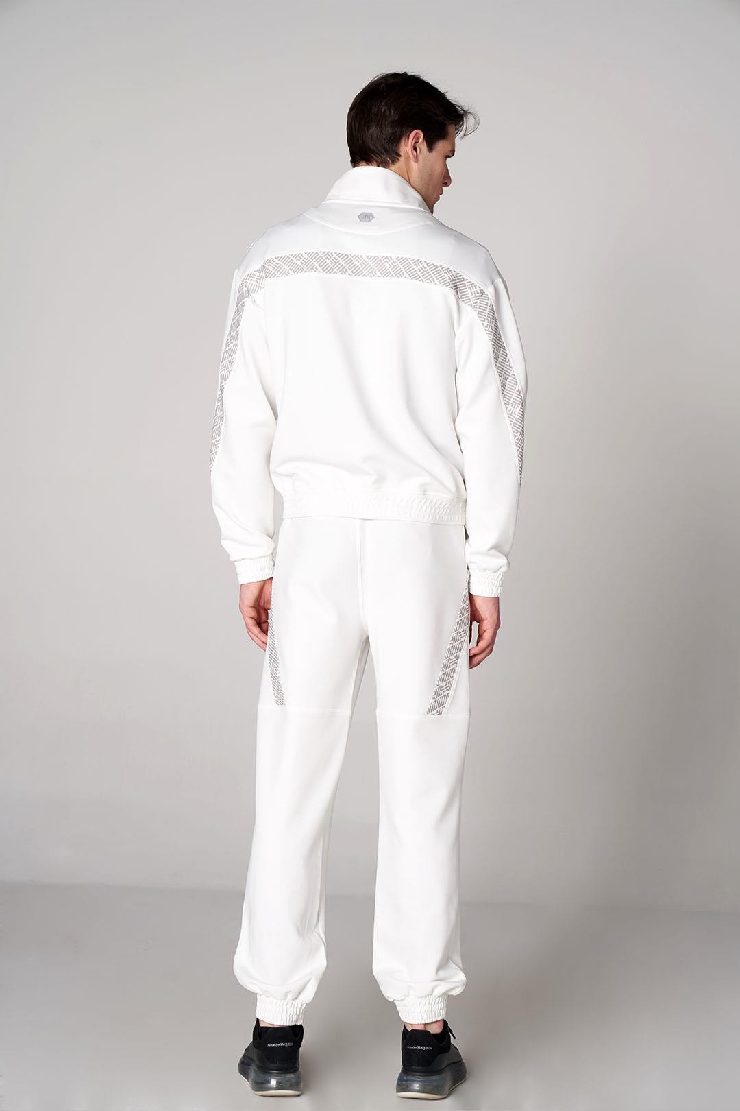 Oversized Sweatpants with Monogram Details - White