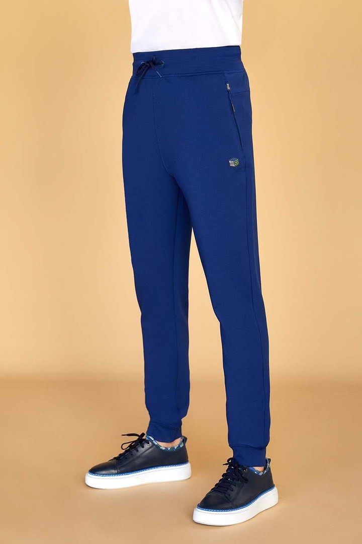 Iconic Cubic Detail Relaxed Fit Sweatpants - Navy Blue