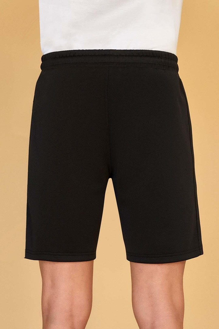 İkonik Monogram Ve Kübik Detaylı Relaxed Fit Şort - Siyah