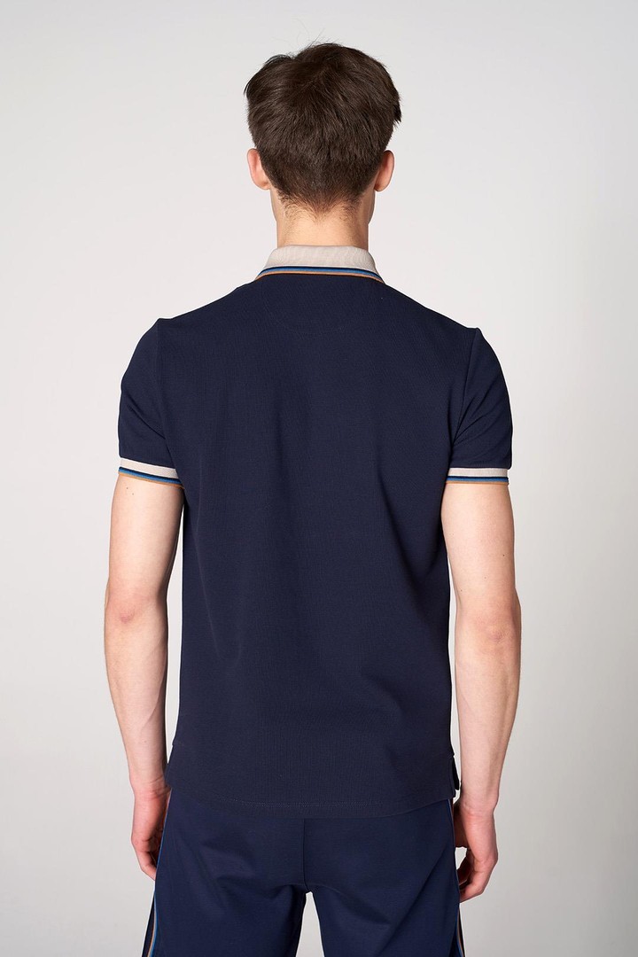 Polo Yaka Fermuarlı Erkek Pamuk T-shirt - Lacivert