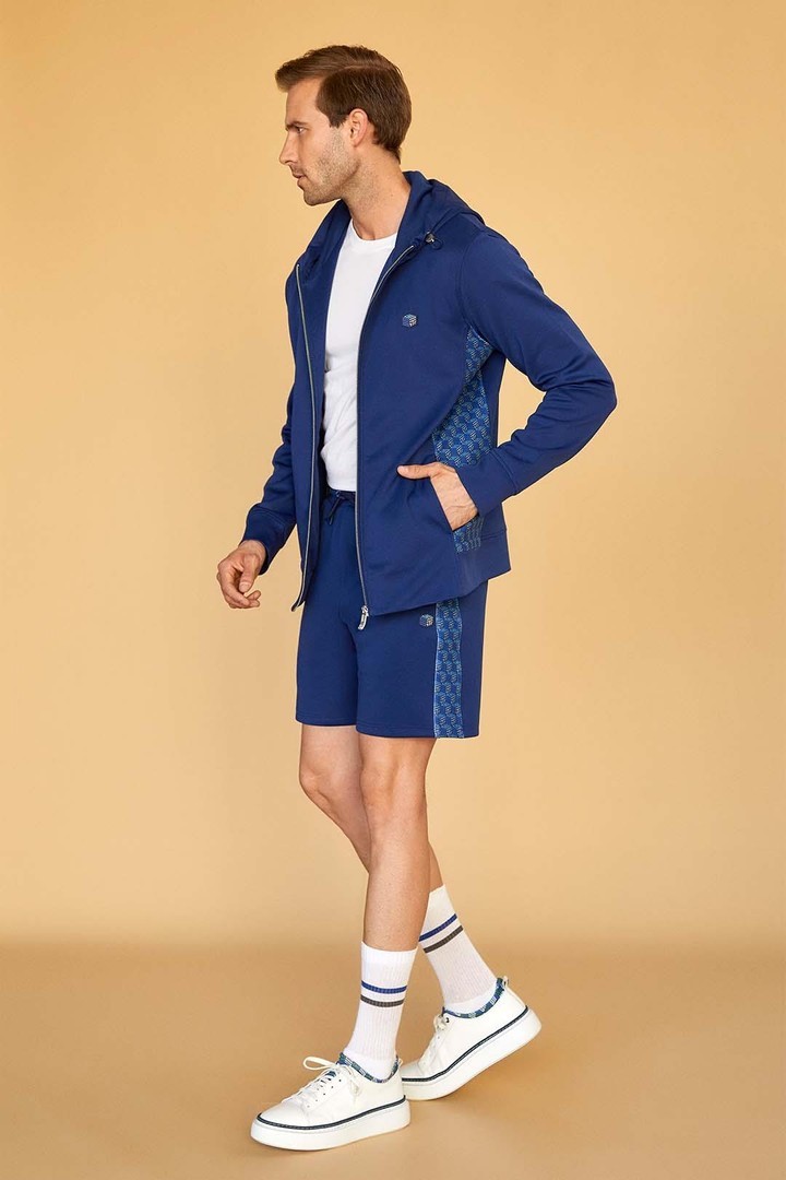 İkonik Monogram Ve Kübik Detaylı Relaxed Fit Şort - Lacivert