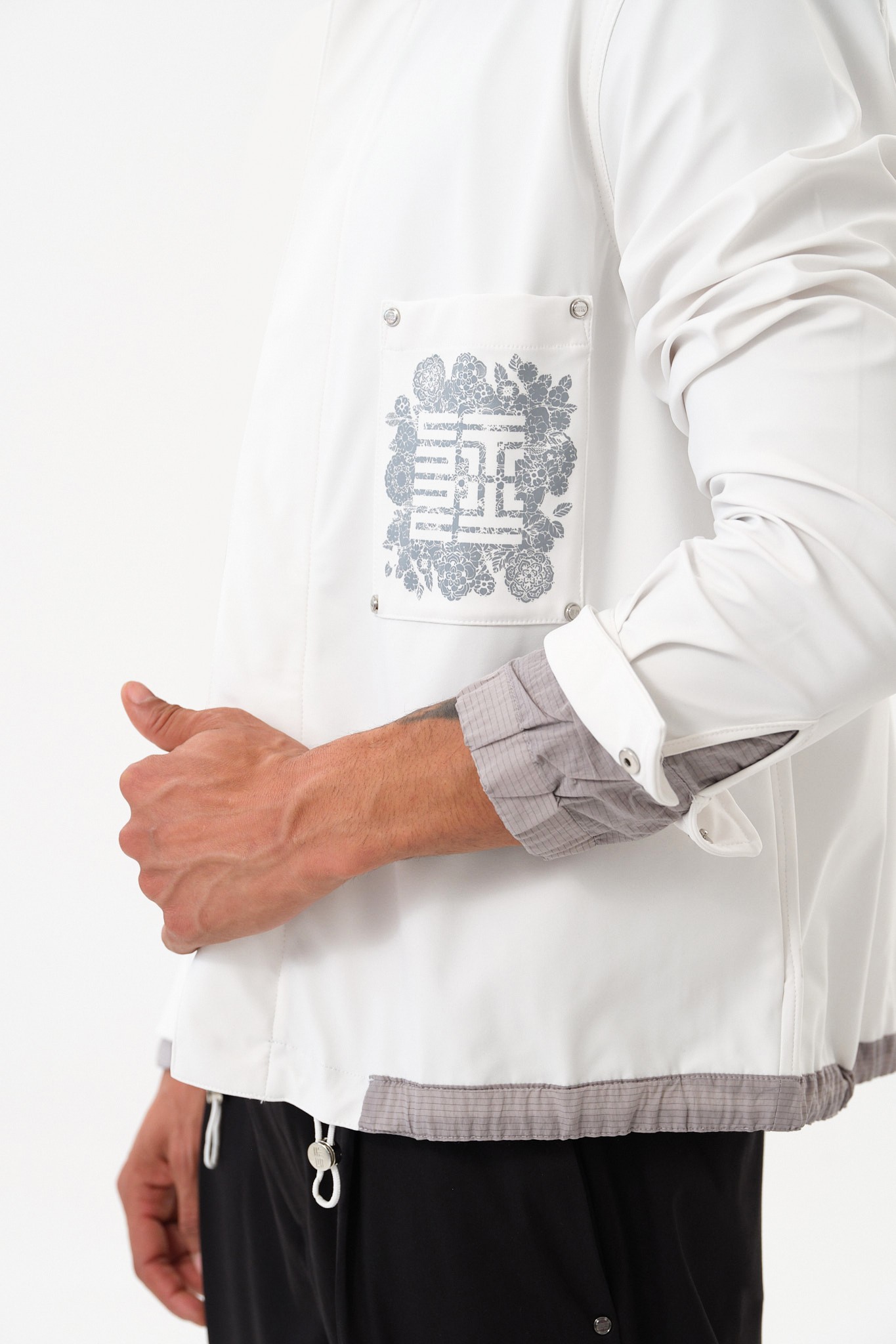 Modern Fit Jacket with Printed Pocket Detail - White