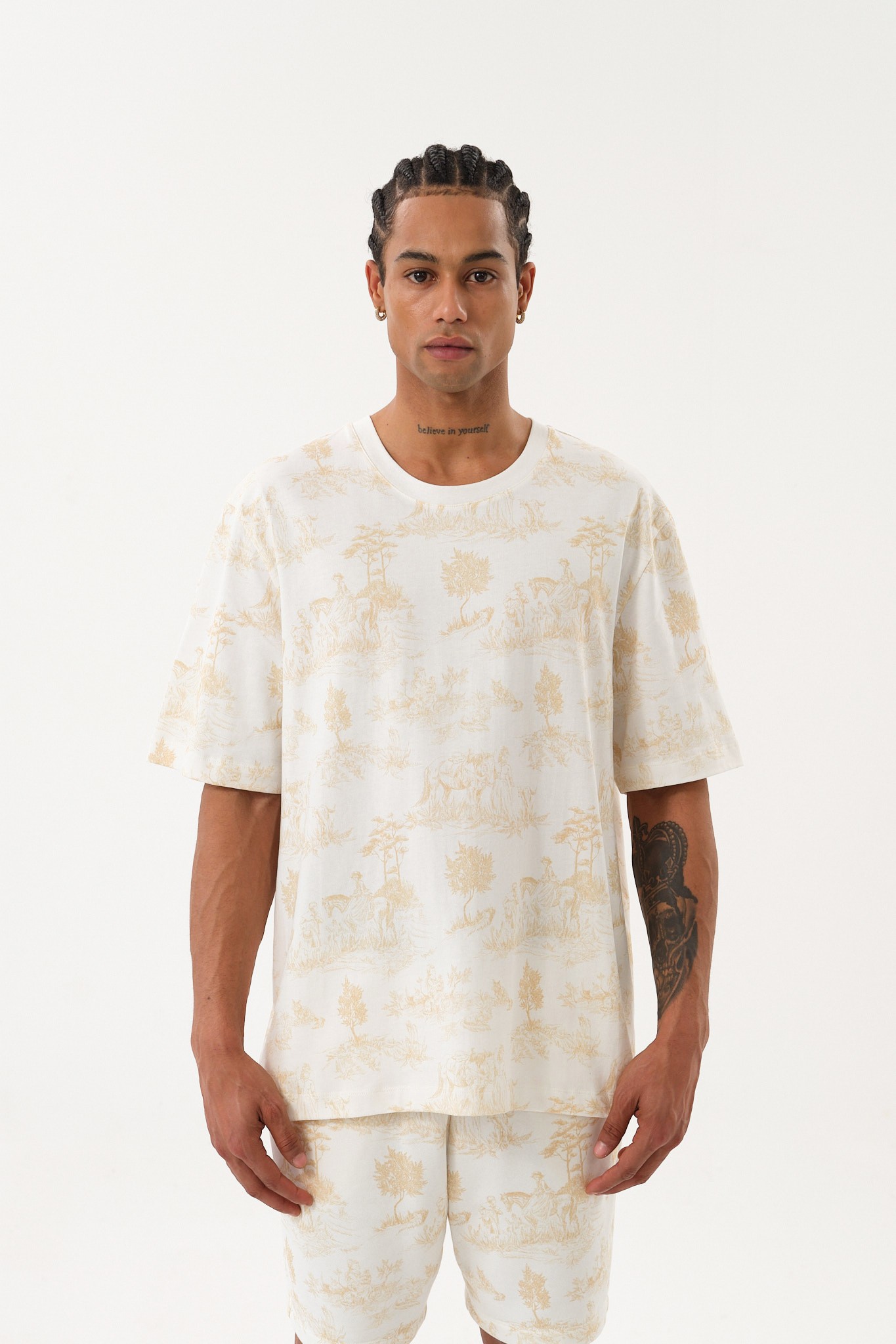 Grafik Baskılı Erkek Oversize T-Shirt