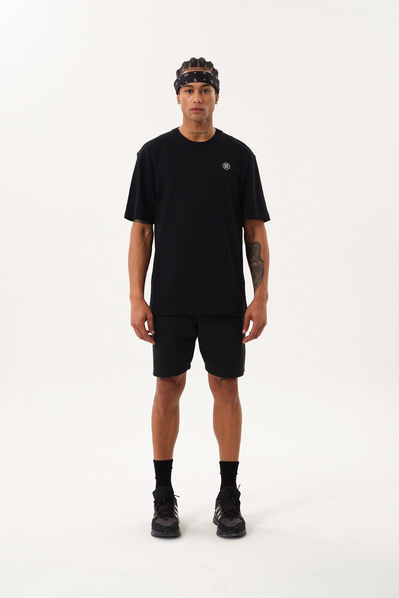 Erkek Oversize Bisiklet Yaka T-Shirt - Black