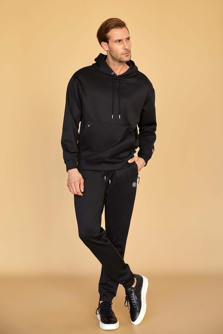 Iconic Cubic Detail Oversized Sweatshirt - Black