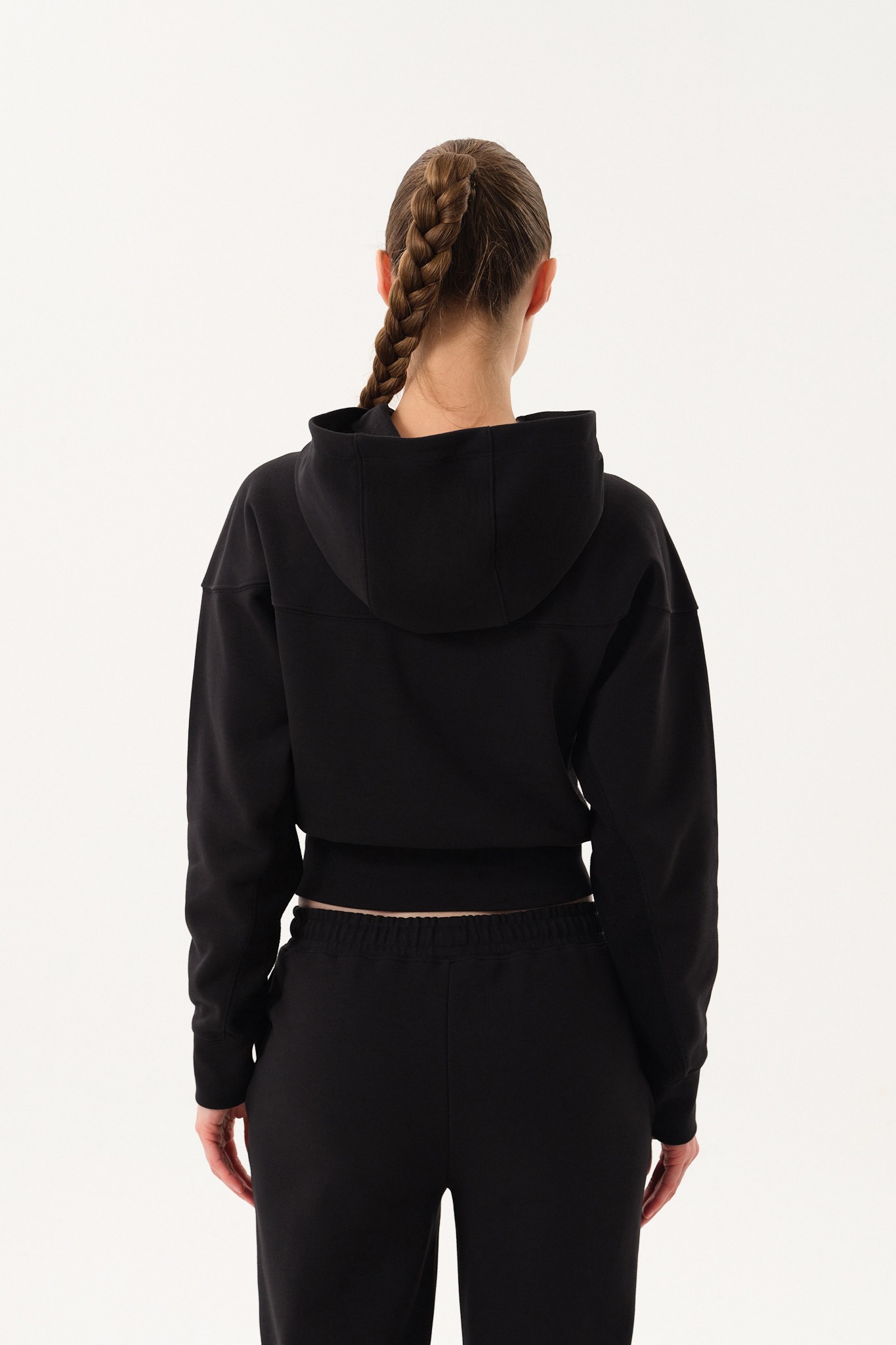 Crop Kadın Hoodie - Siyah