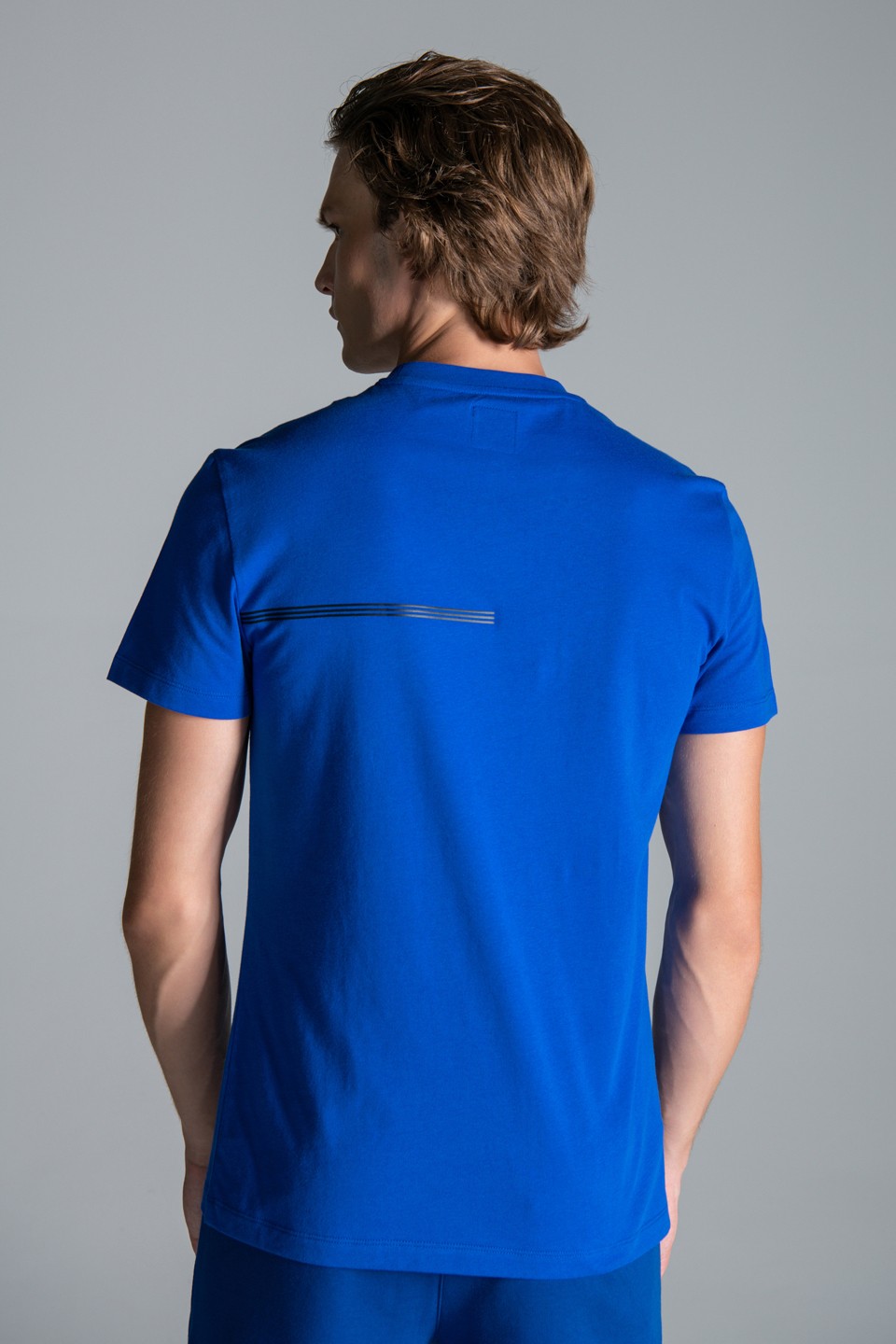 Deri Baskı Detaylı T-Shirt - Mavi