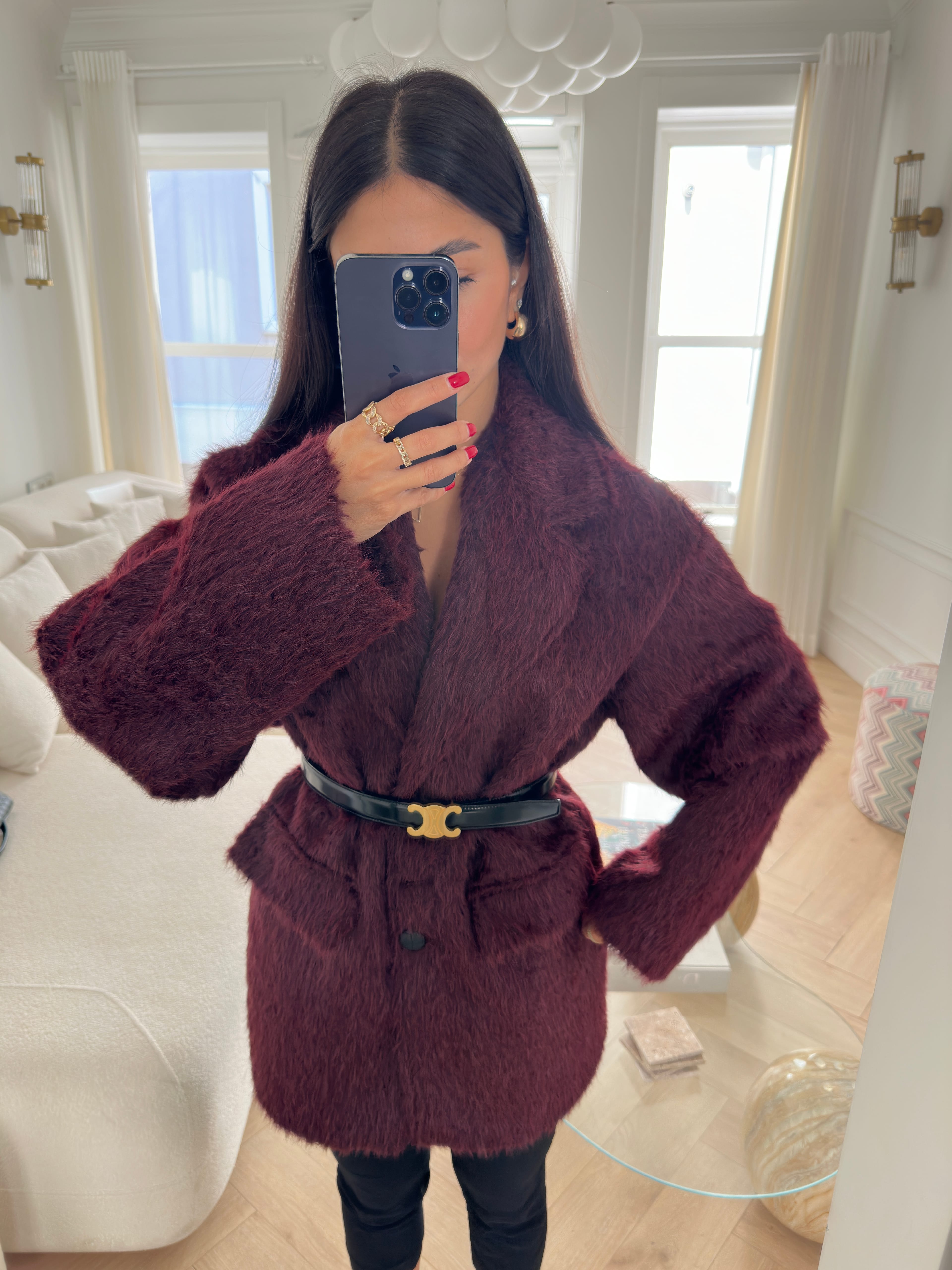 Premium Kalite Düğmeli Ceket - Bordo