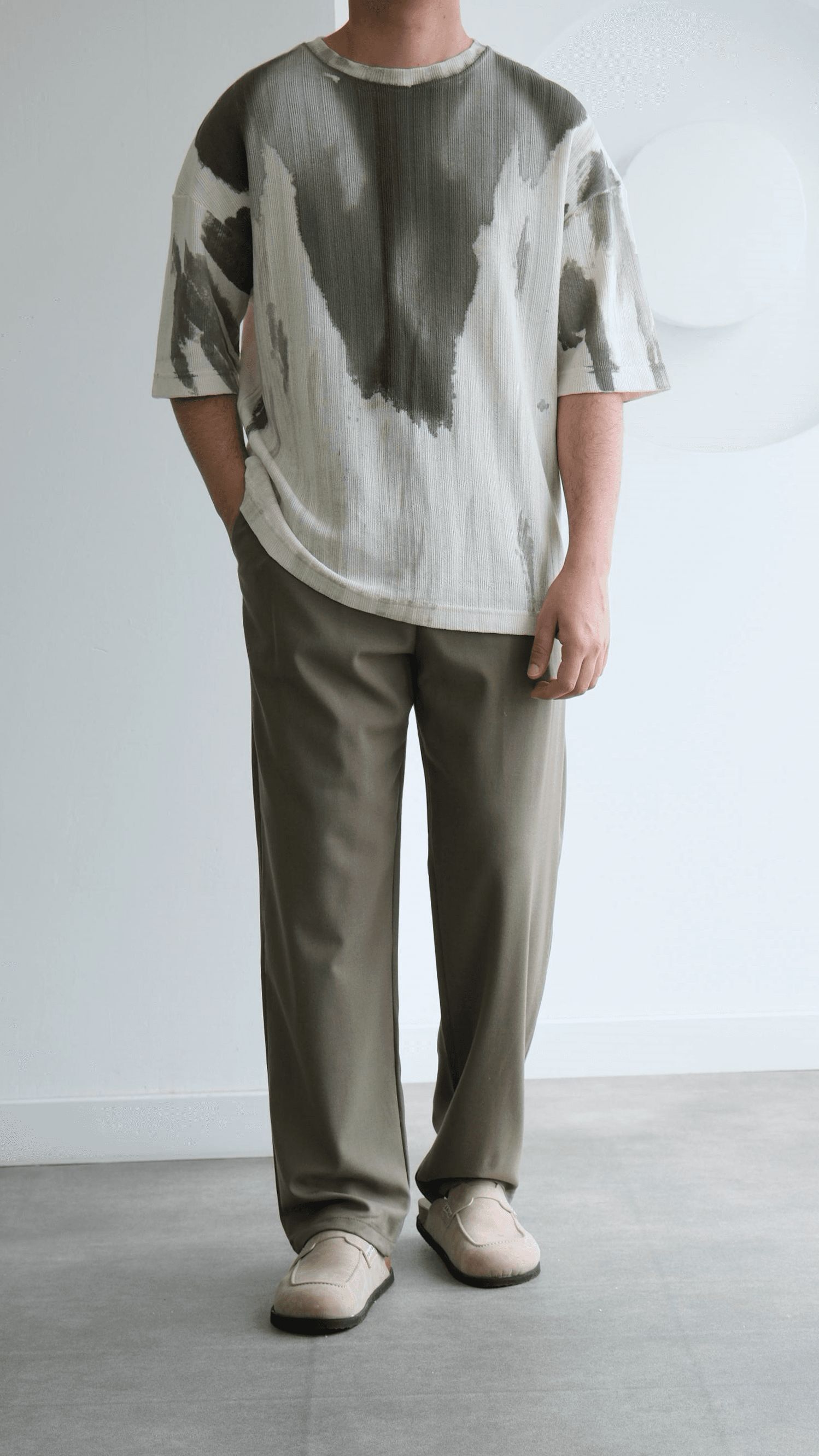 Haki Desenli Örme Tshirt