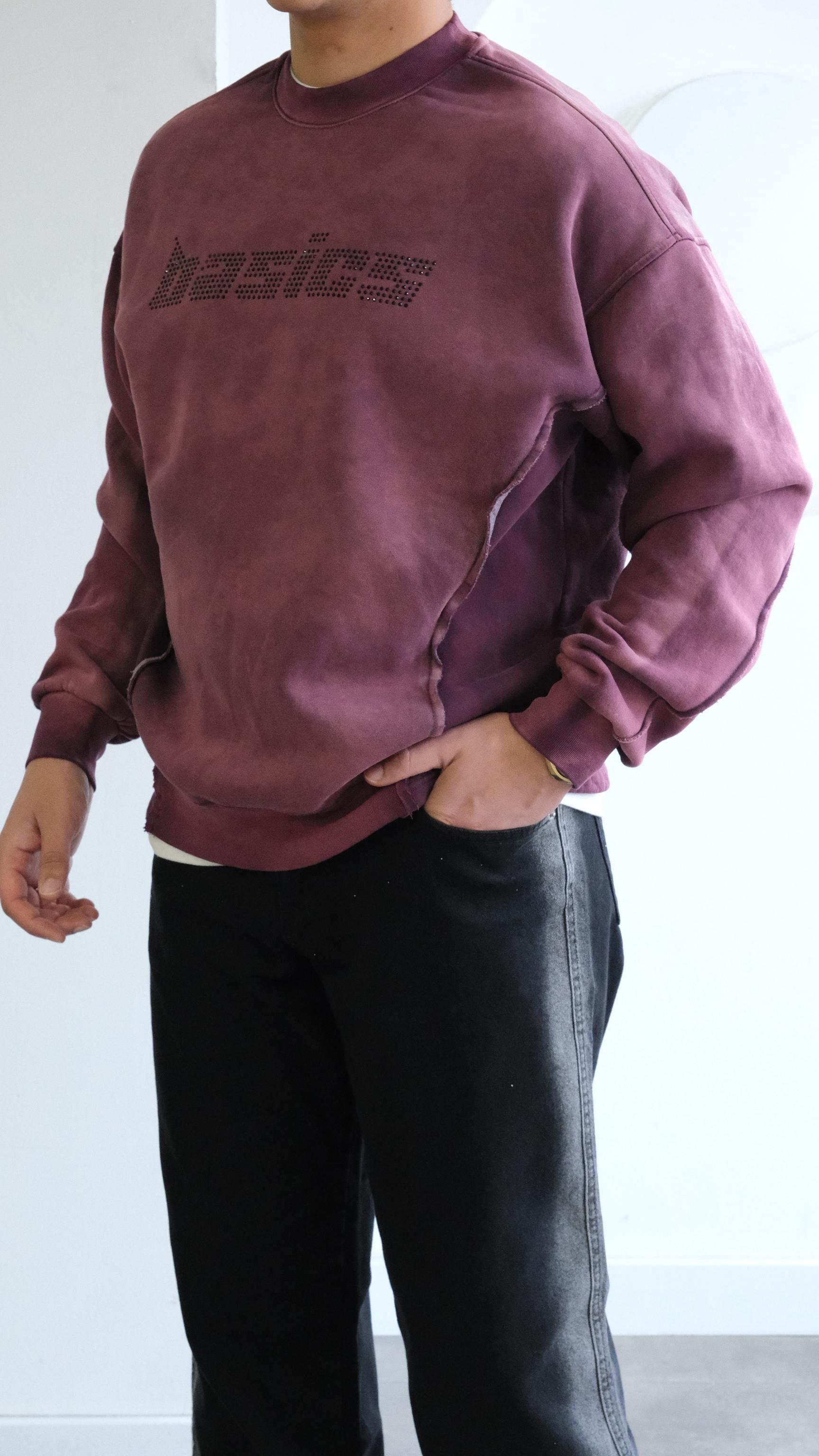 Yıkamalı Mürdüm Oversize Sweatshirt