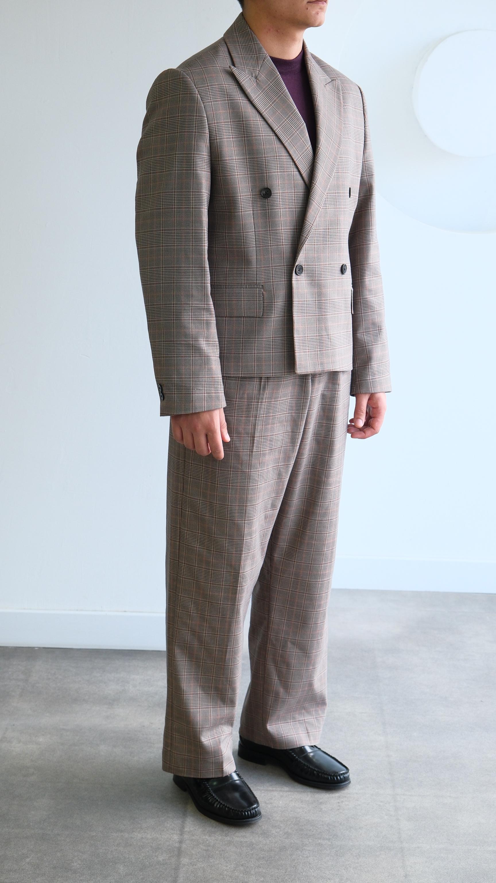 Kahve Ekose Desenli RelaX Crop Fıt Takım Elbise