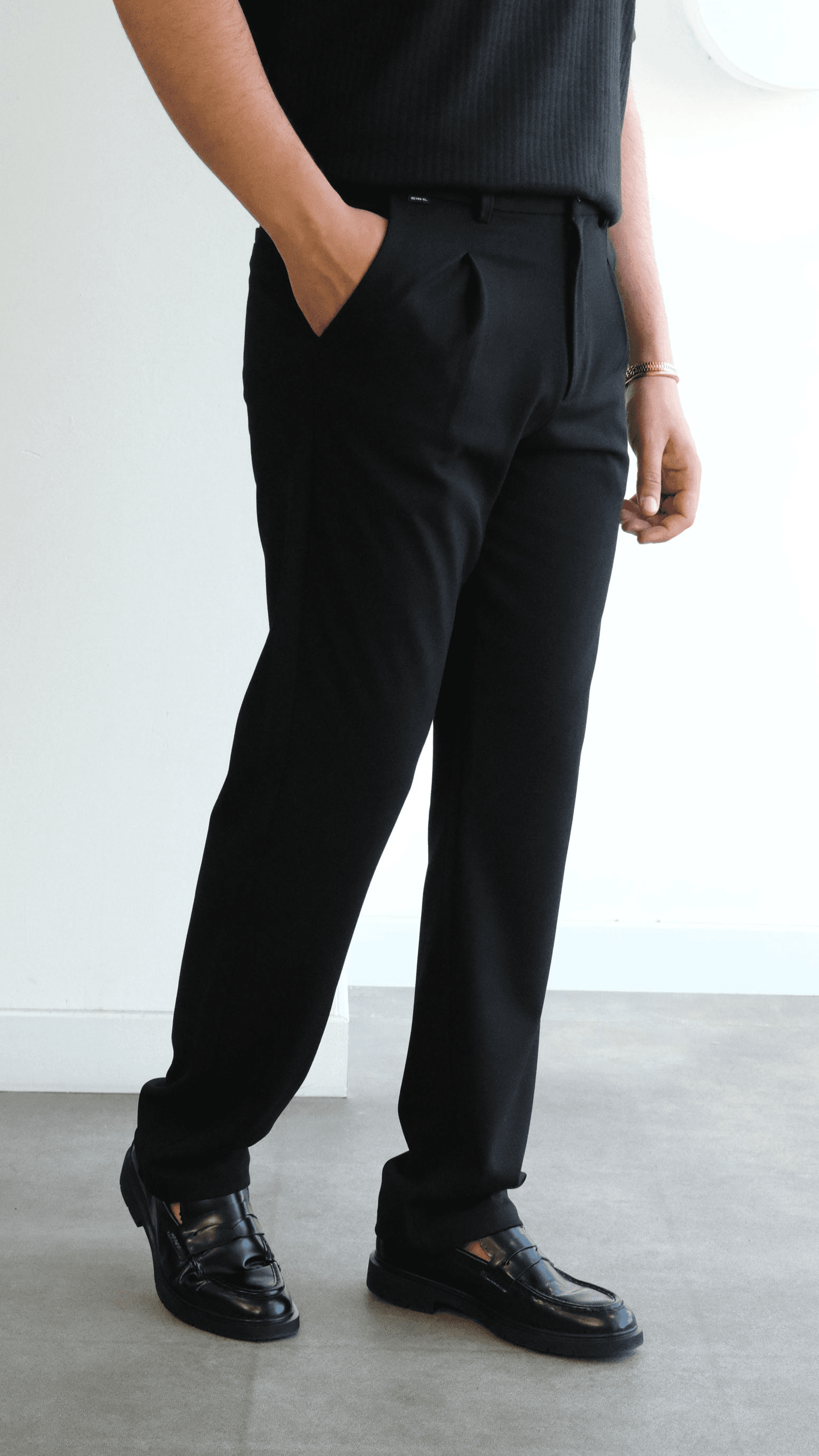 Siyah Straight Fit Kumaş Pantolon