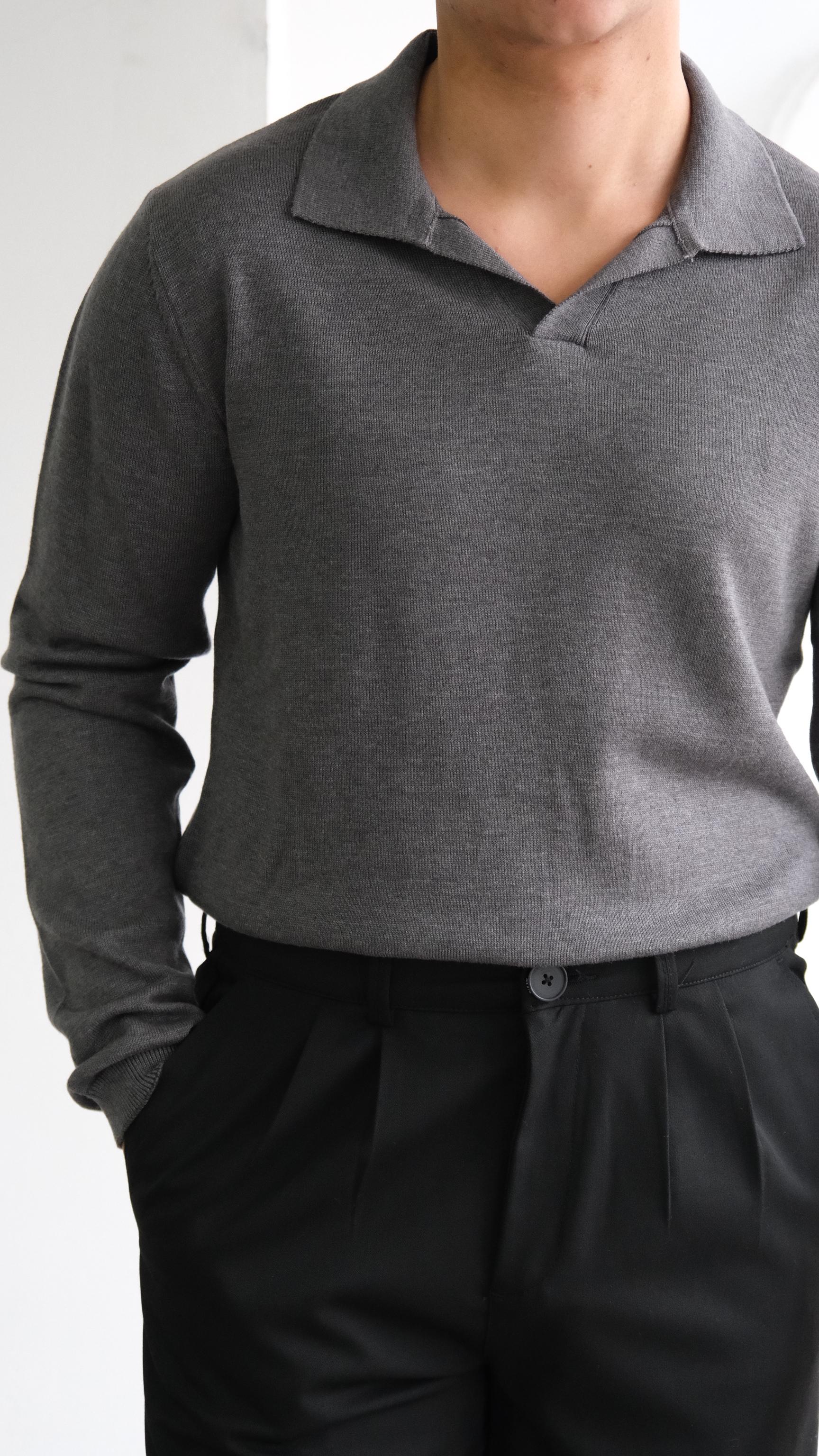 Antrasit Apaş Yaka Triko