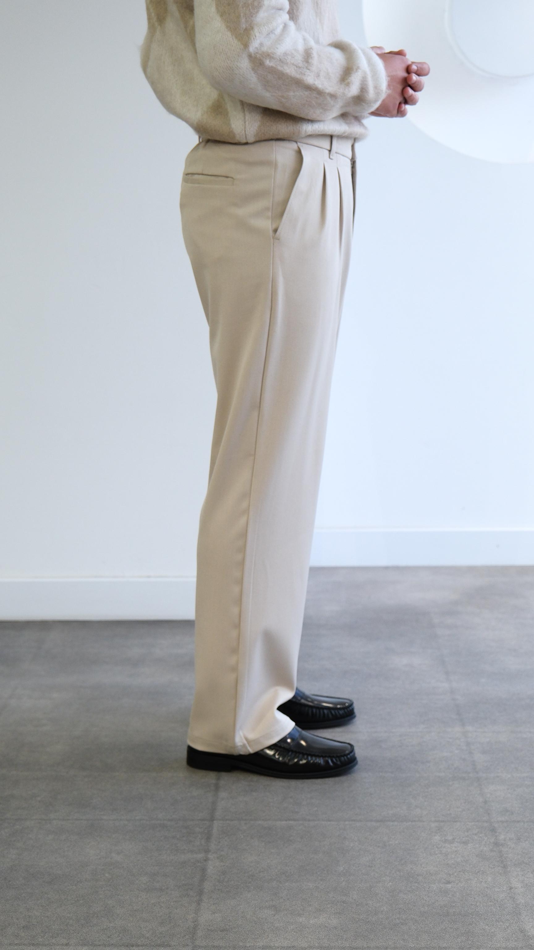 Bej Pileli Baggy Kumaş Pantolon