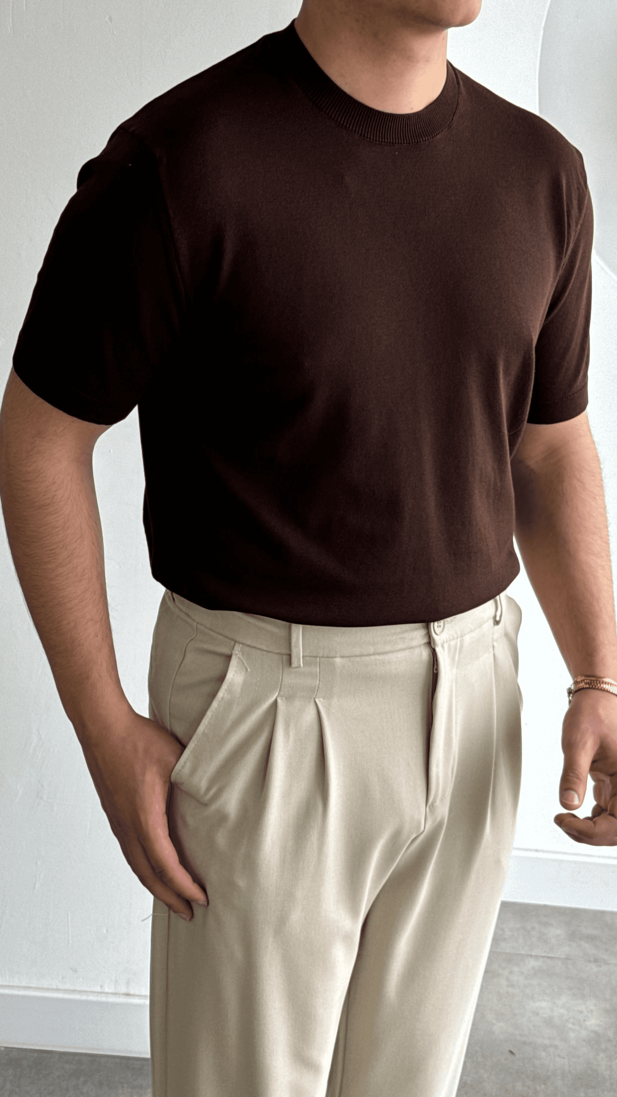 Kahve Basic Triko Tshirt