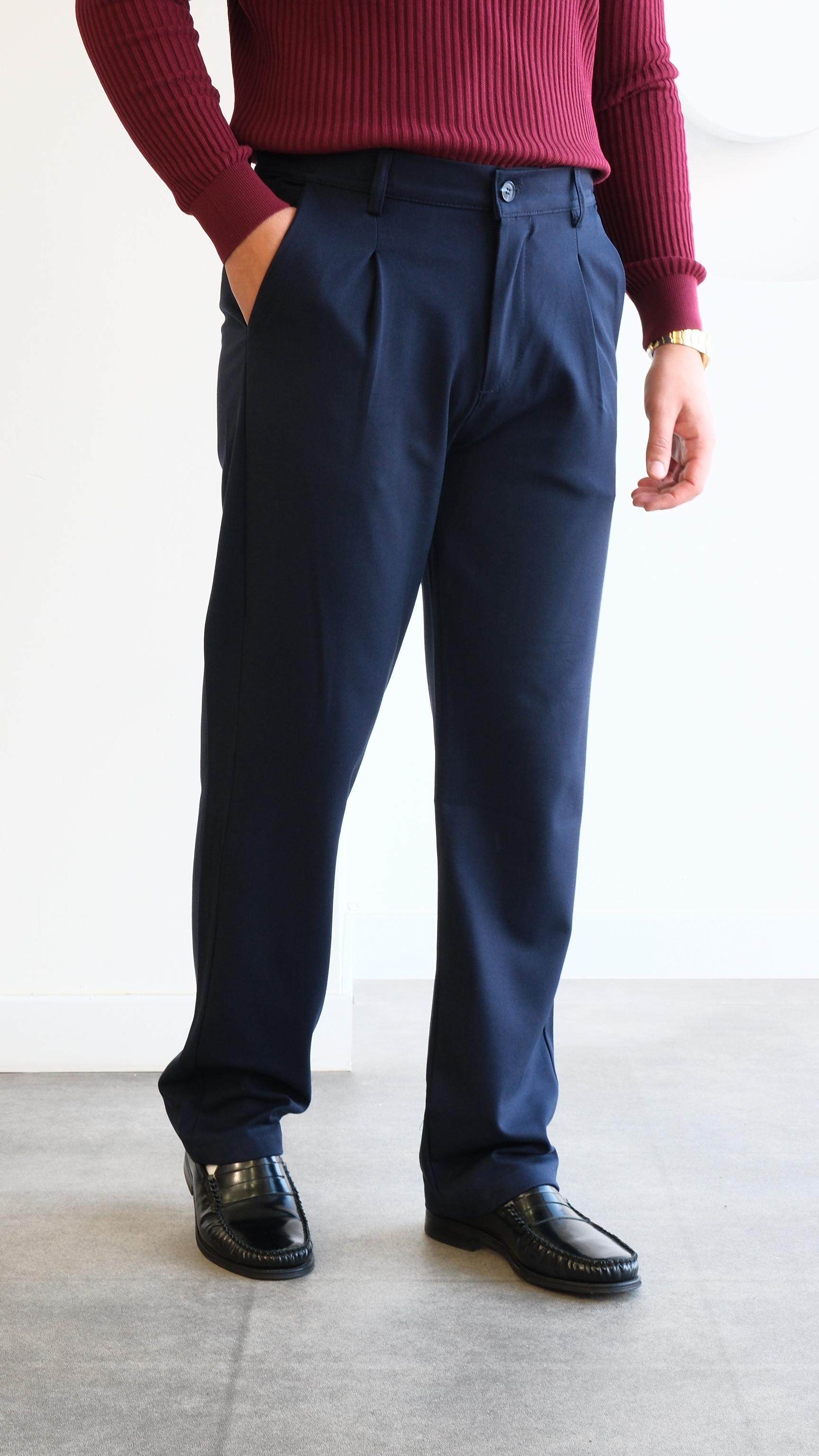 Lacivert Straight Fıt Kumaş Pantolon