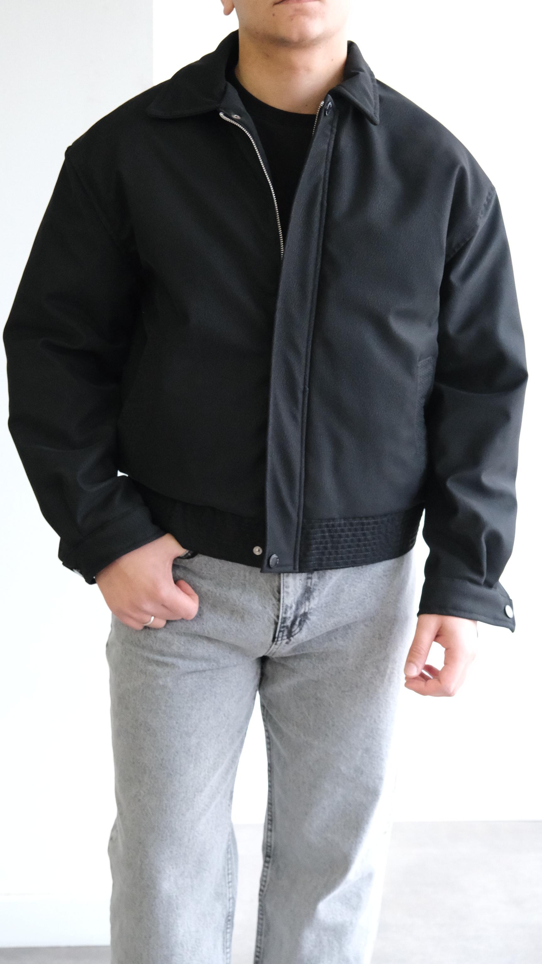 Siyah Teknik Kumaş Bomber Mont