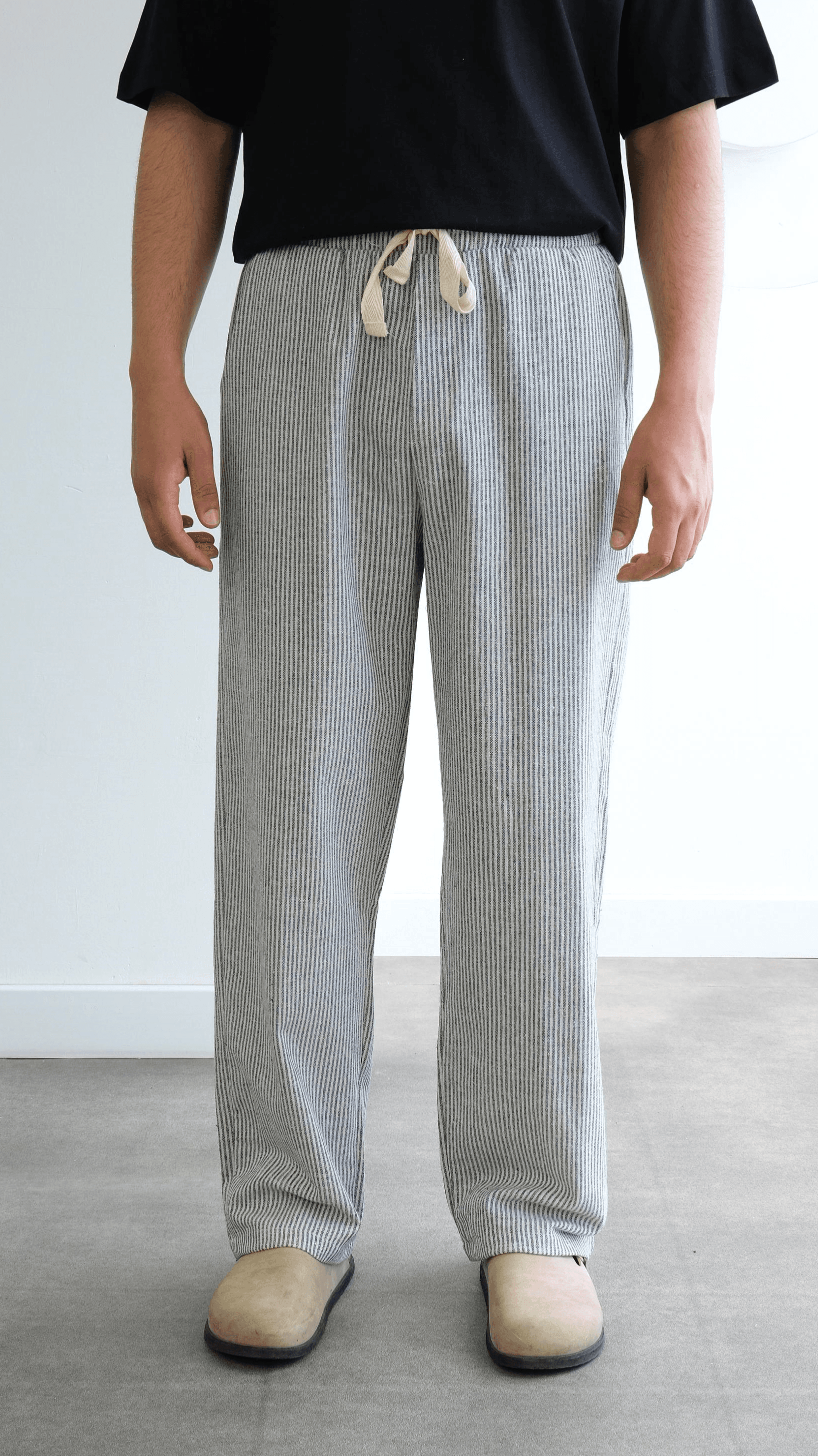 Çizgili Baggy Örme Pantolon