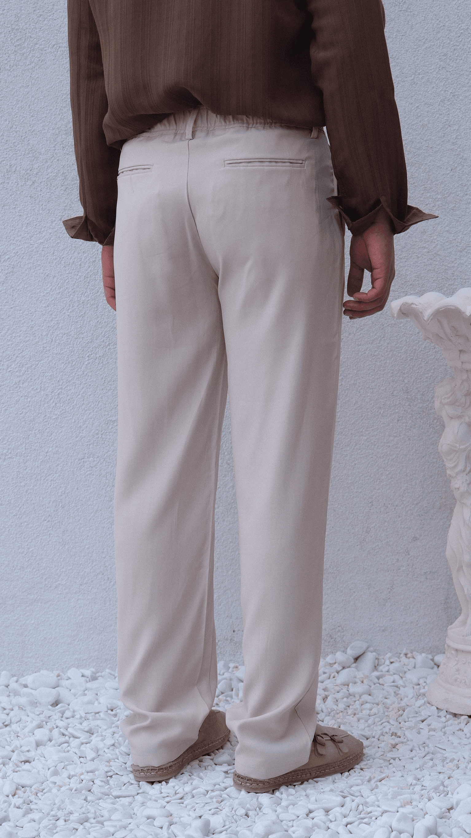 Bej Modal Baggy Kesim Pantolon