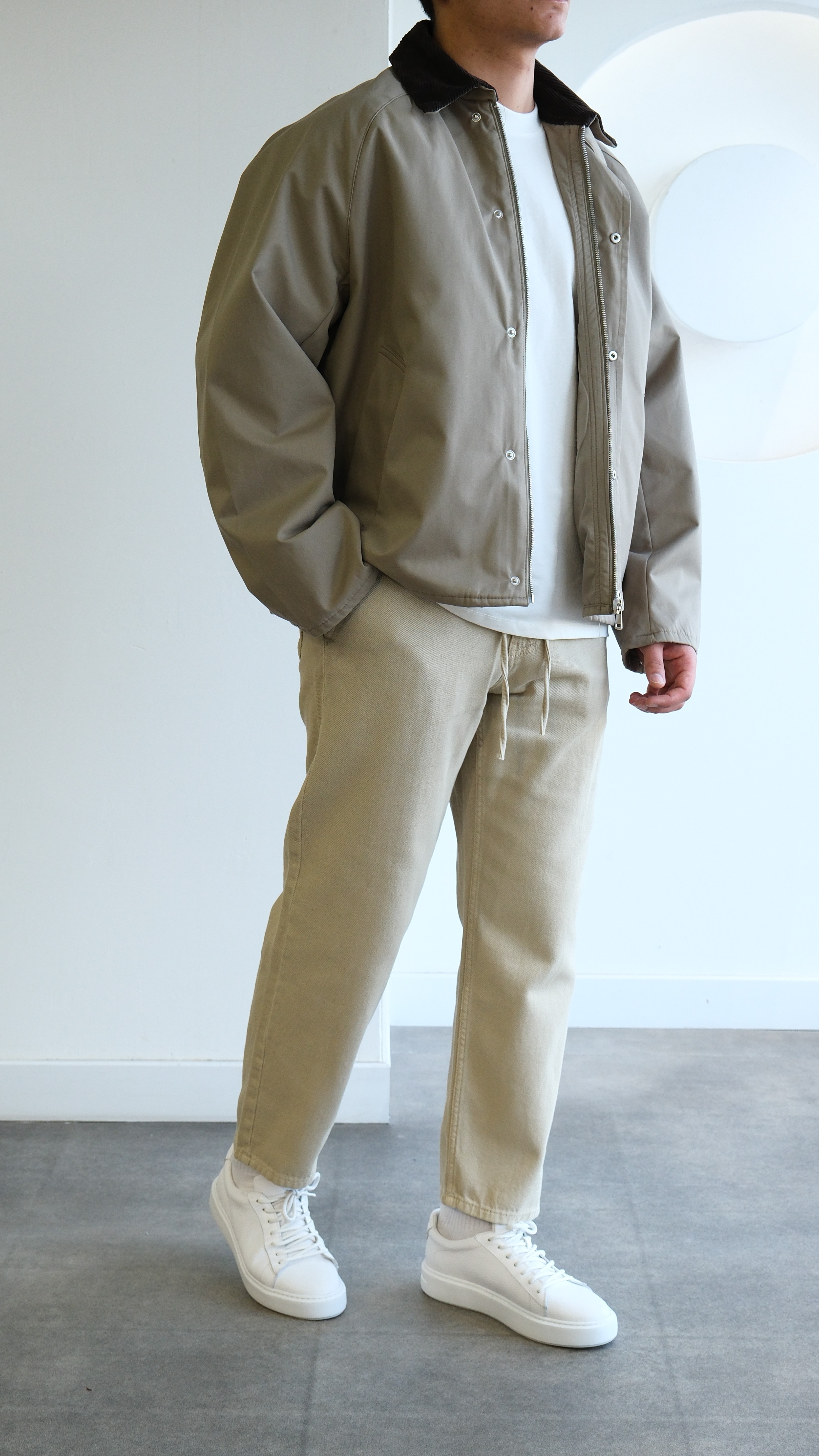 Kontrast Yaka Haki Teknik Ceket