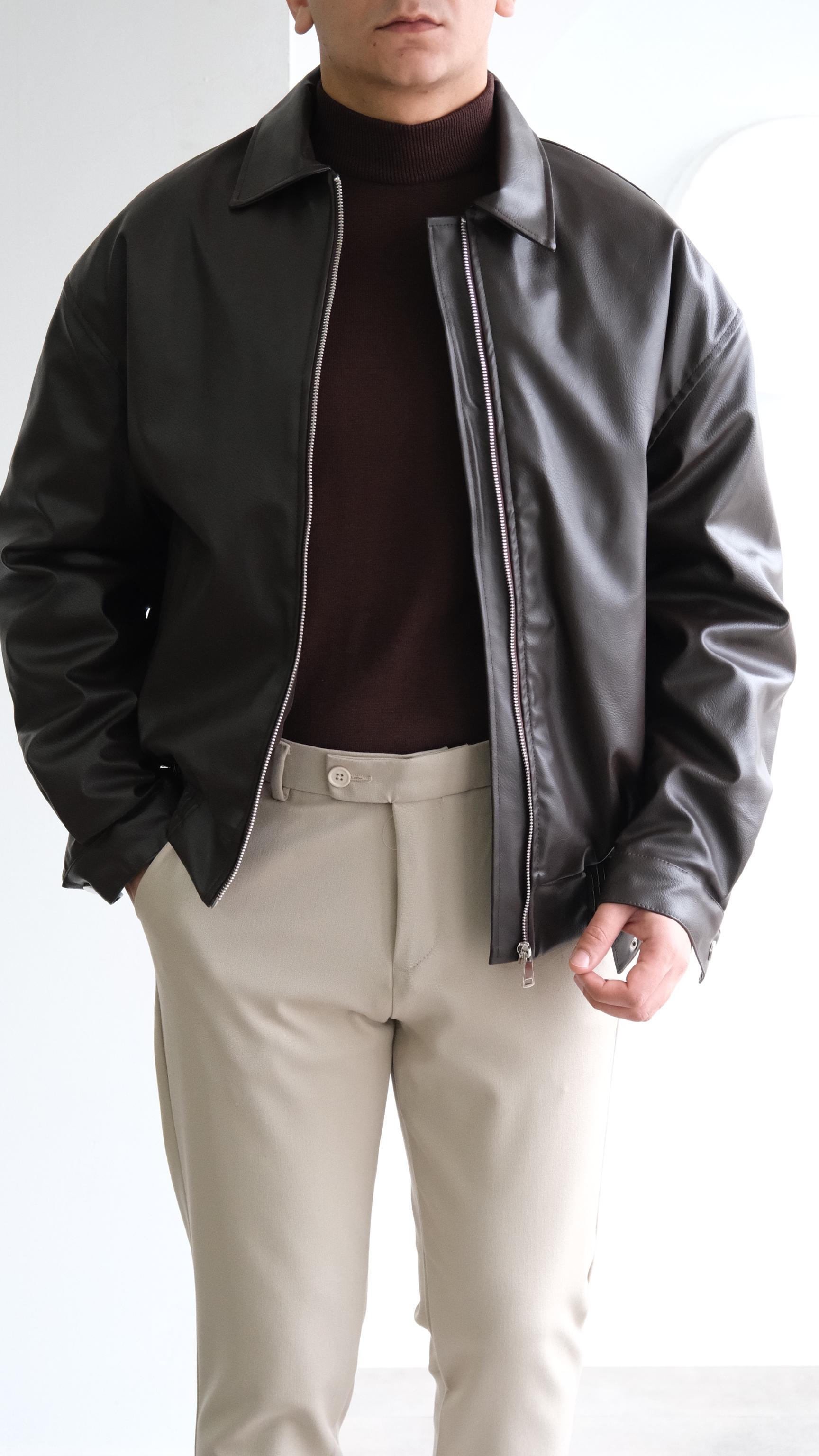 Acı Kahve Bomber Deri Ceket