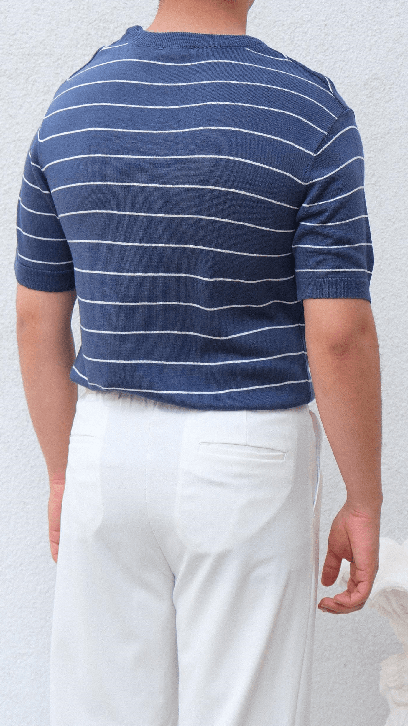 Lacivert Şeritli Triko Tshirt