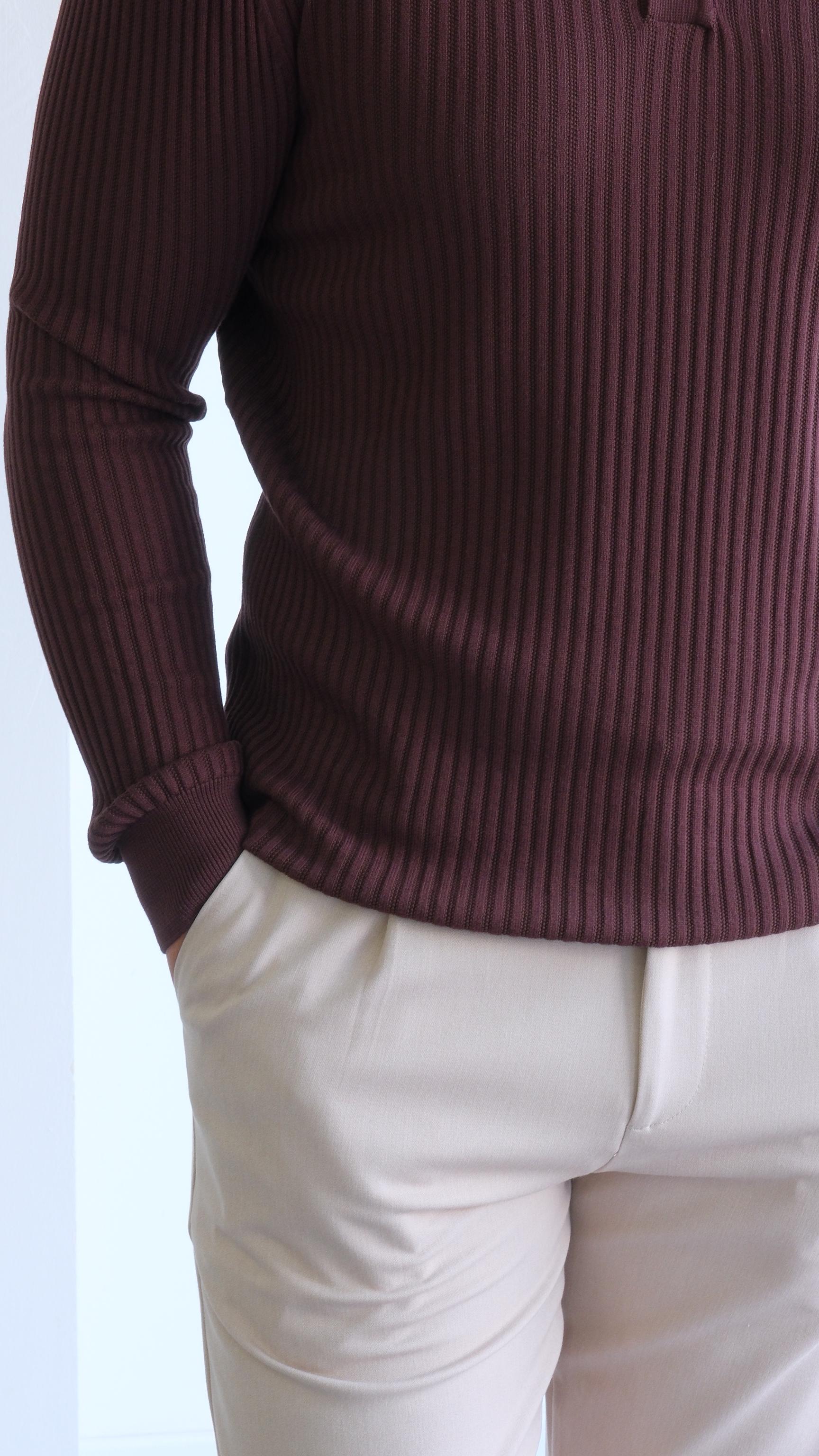 Kahverengi Polo Yaka Triko