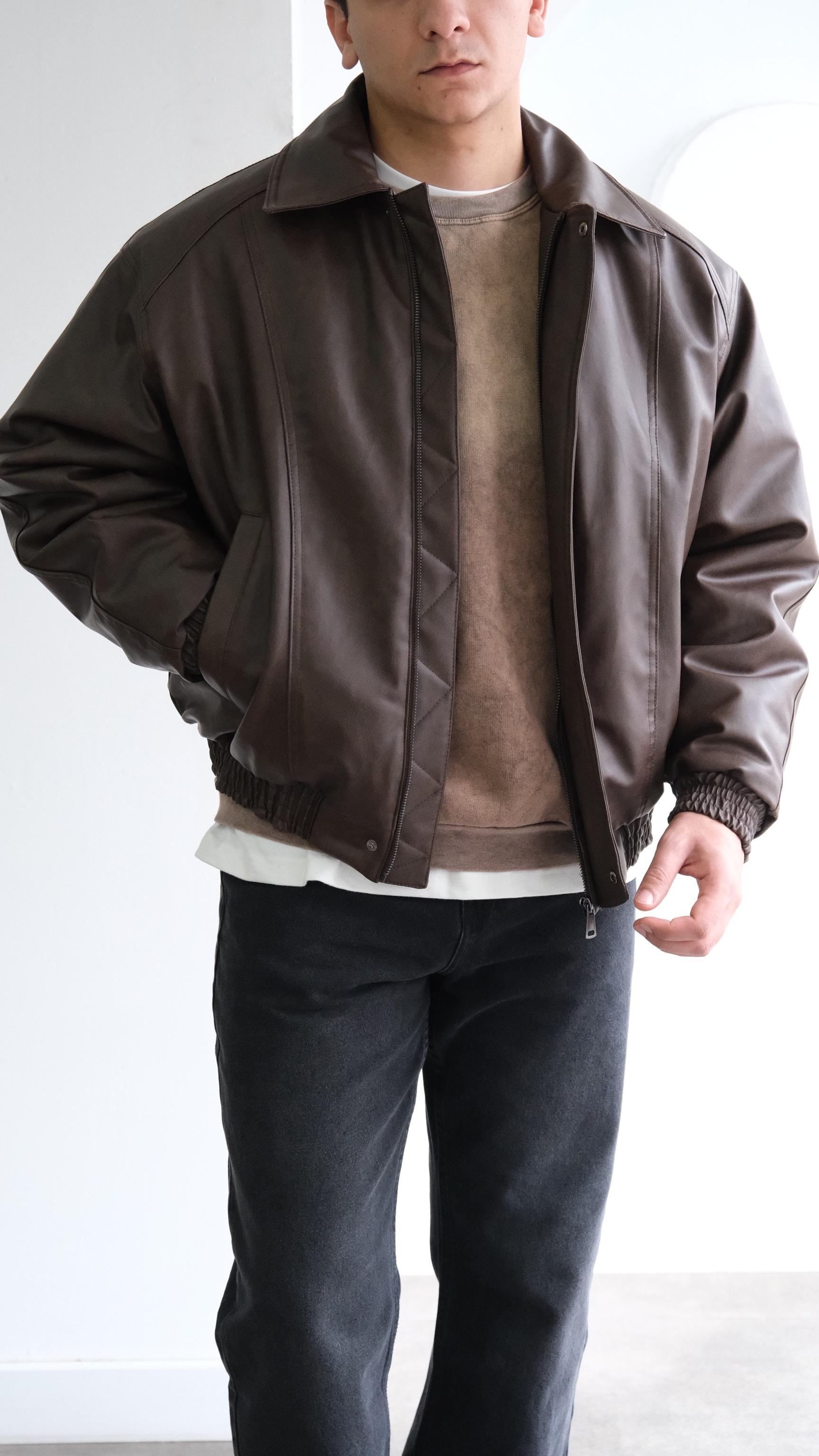 Kahve Bomber Deri Ceket