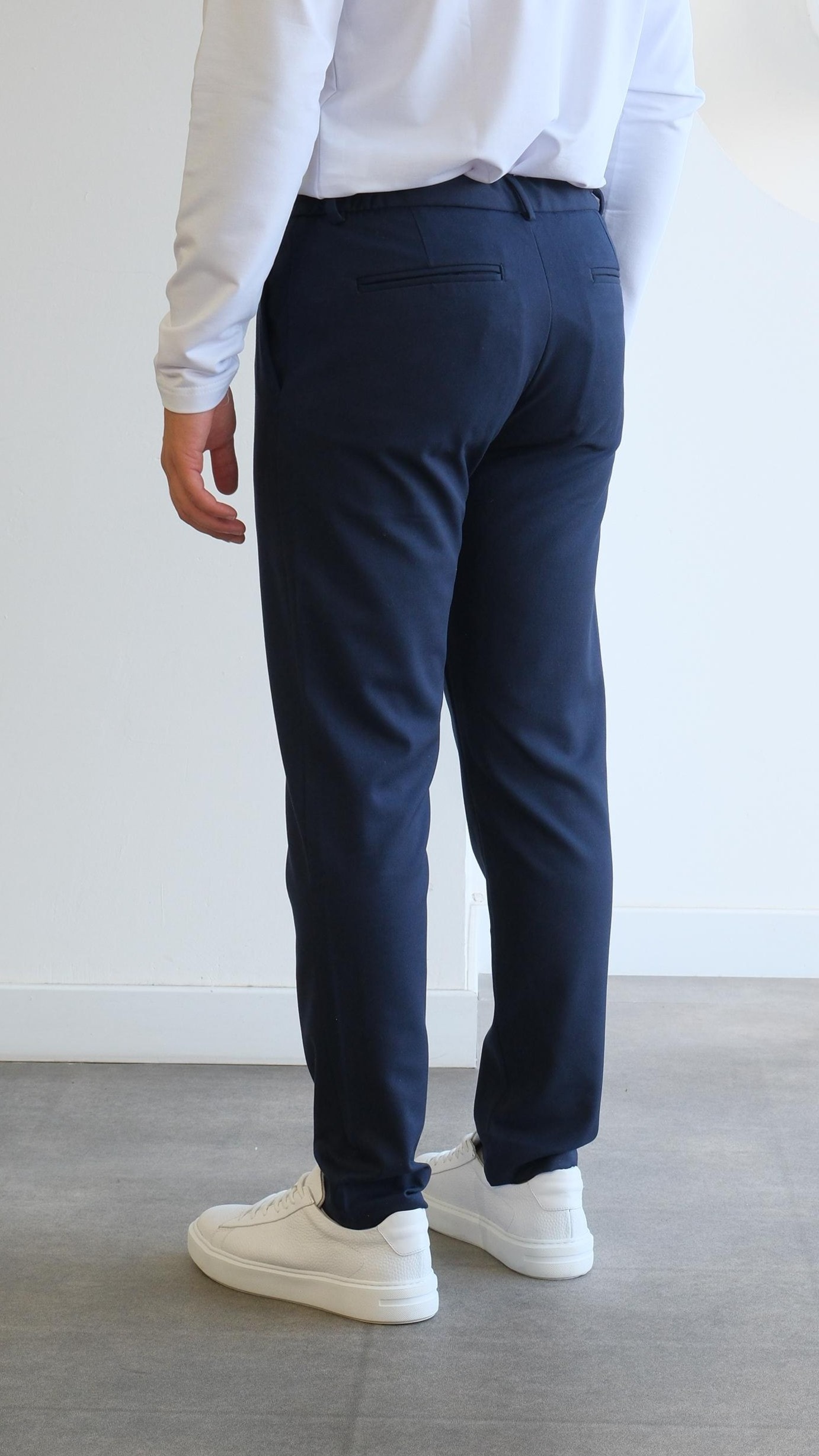 Lacivert Regular Belden Bağcıklı Kumaş Pantolon