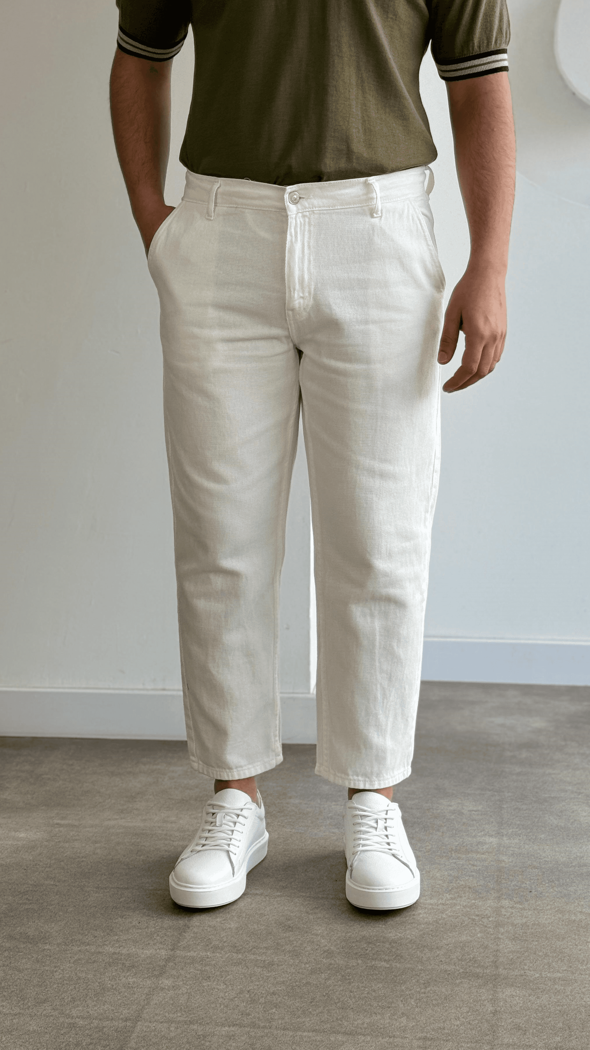 Ekru Gabardin Boyfriend Jean Pantolon