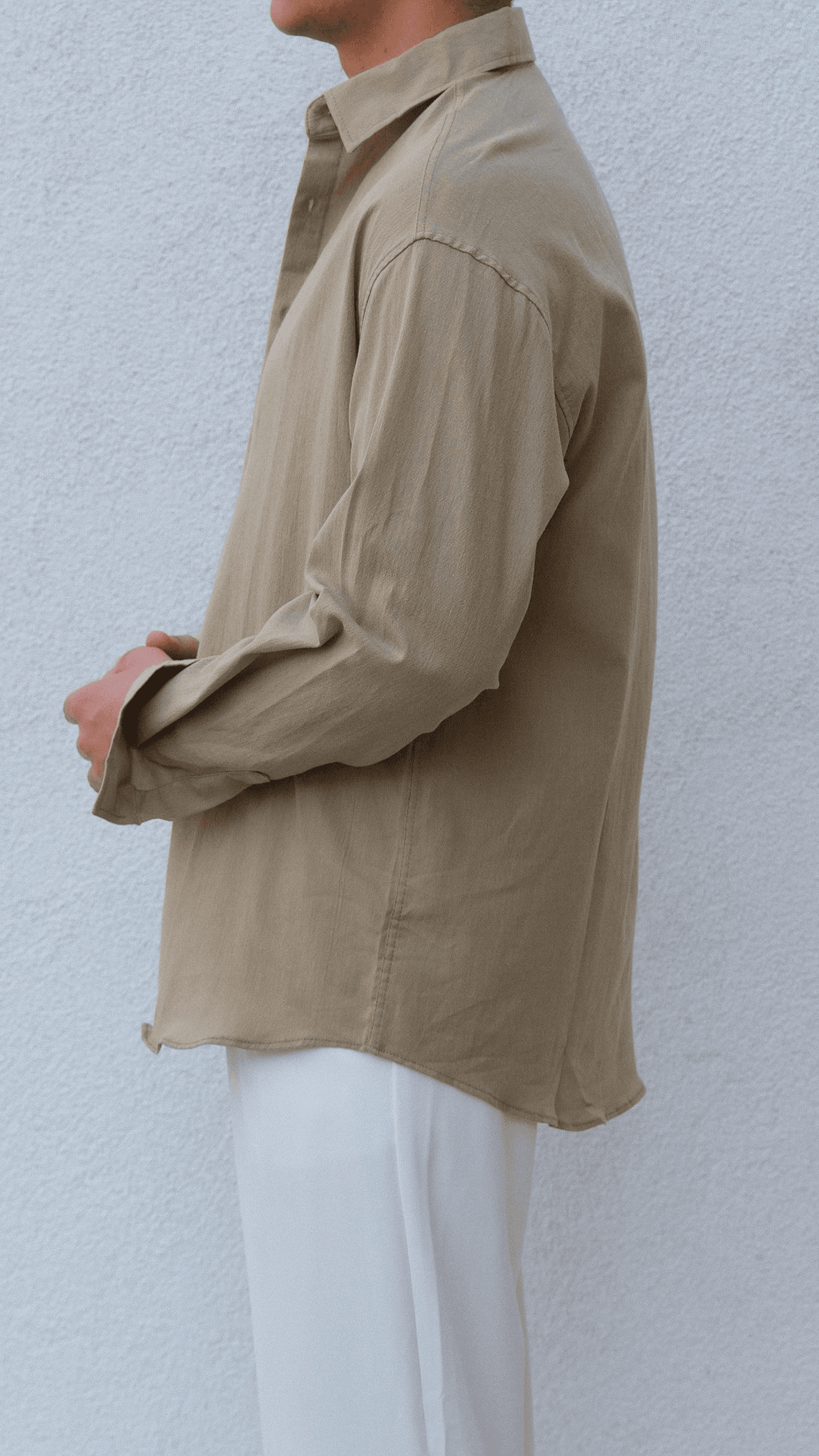 Haki Oversize Krinkıl  Gömlek