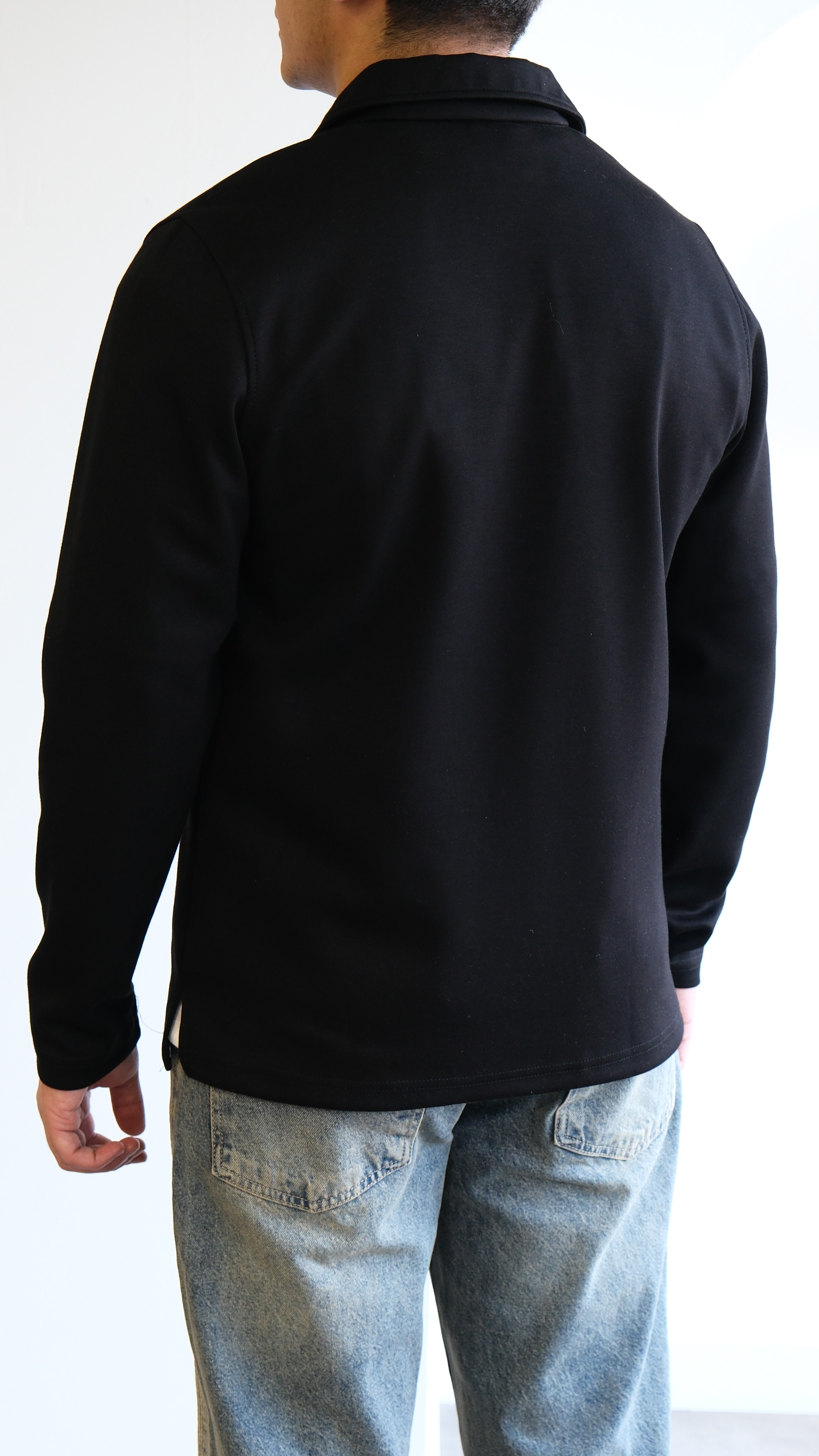 Siyah Fermuarlı Apaş Yaka Scuba Sweat