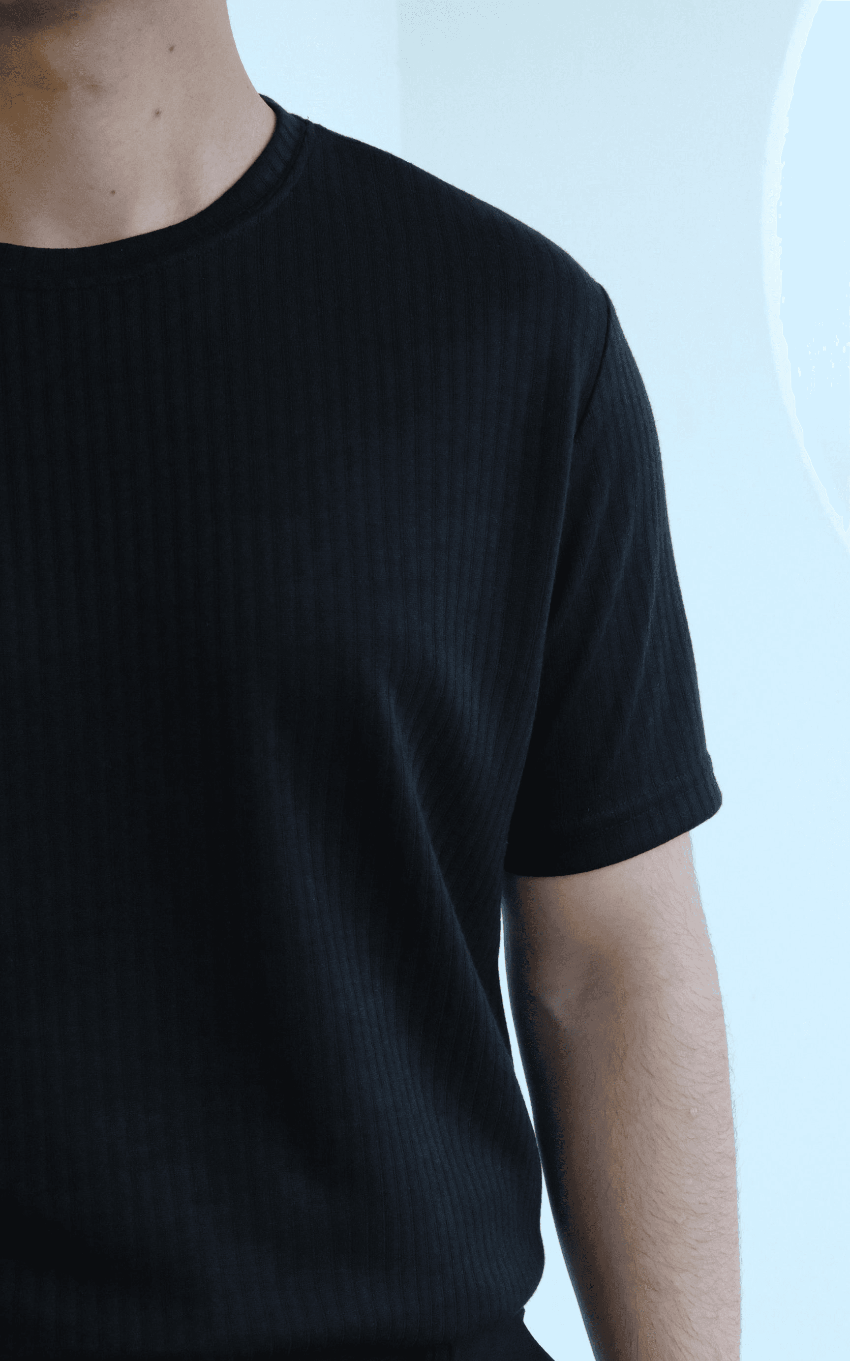 Siyah Fitilli Basıc Tshirt
