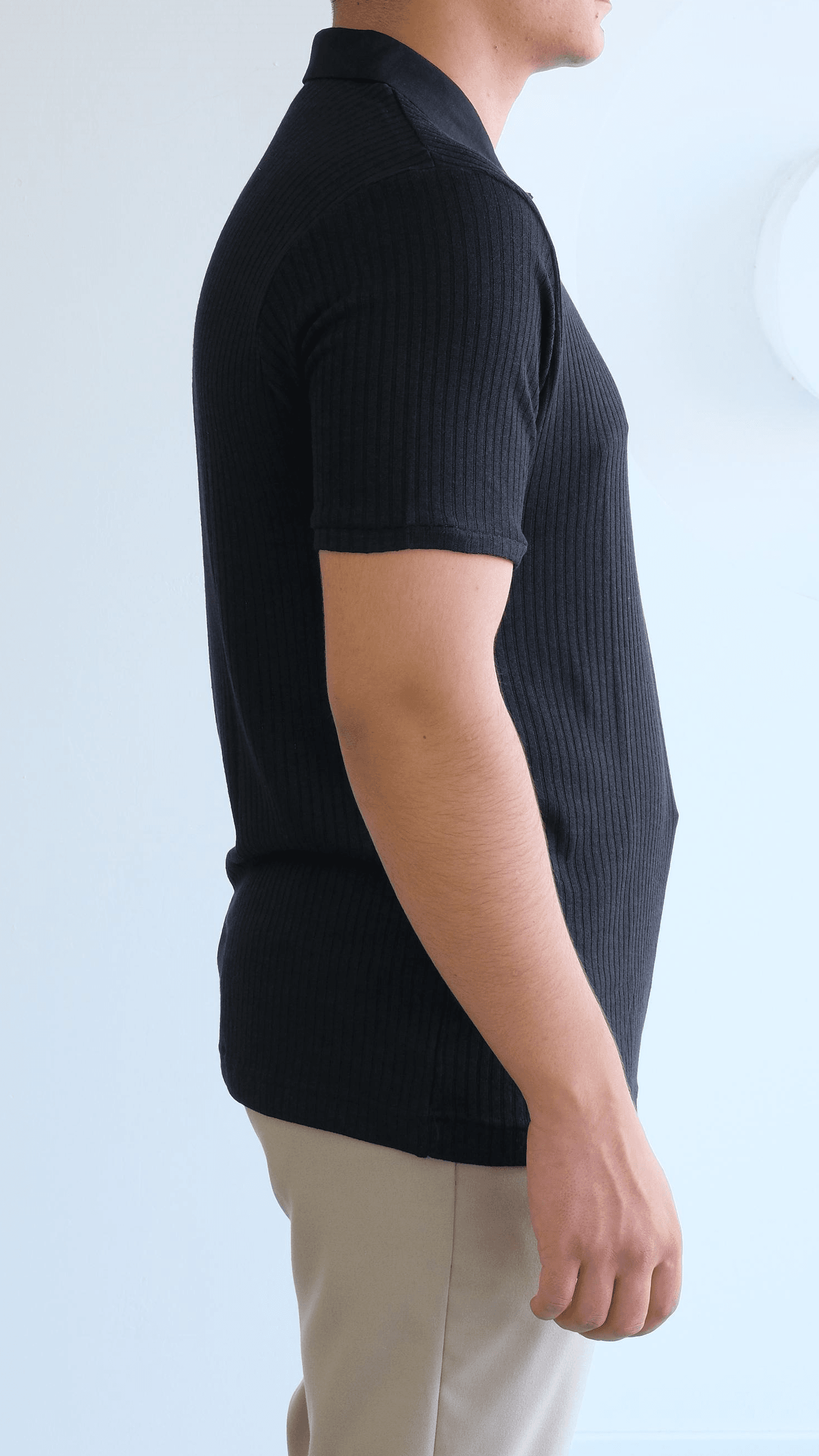 Siyah Fitilli Polo Yaka Tshirt
