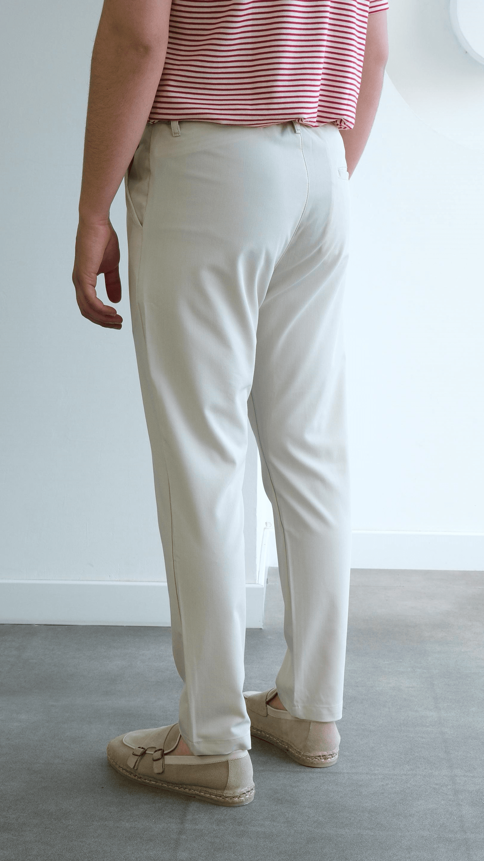 Ekru Jogger Teknik Kumaş Pantolon