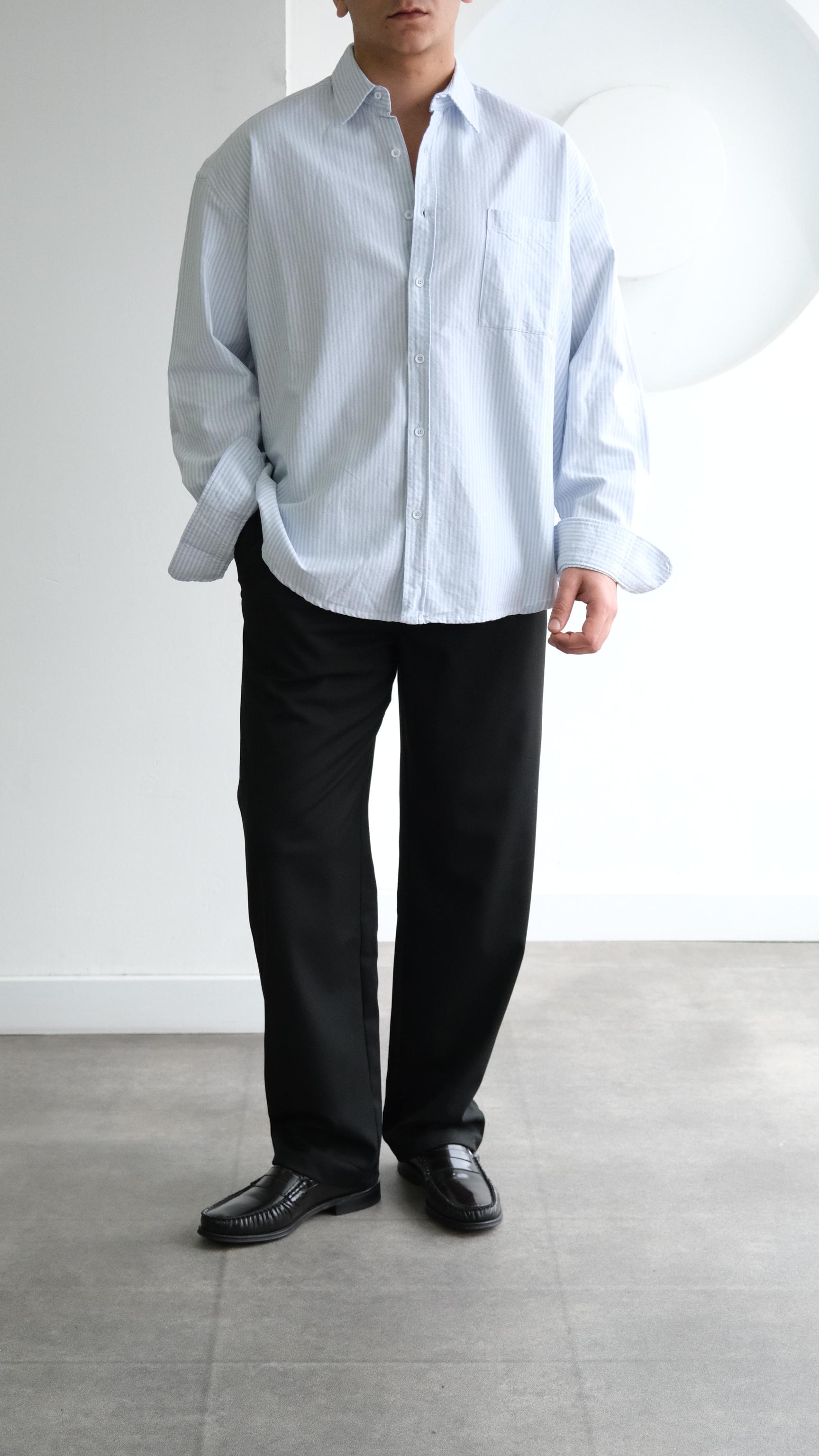 Mavi Çizgili Oxford Gömlek