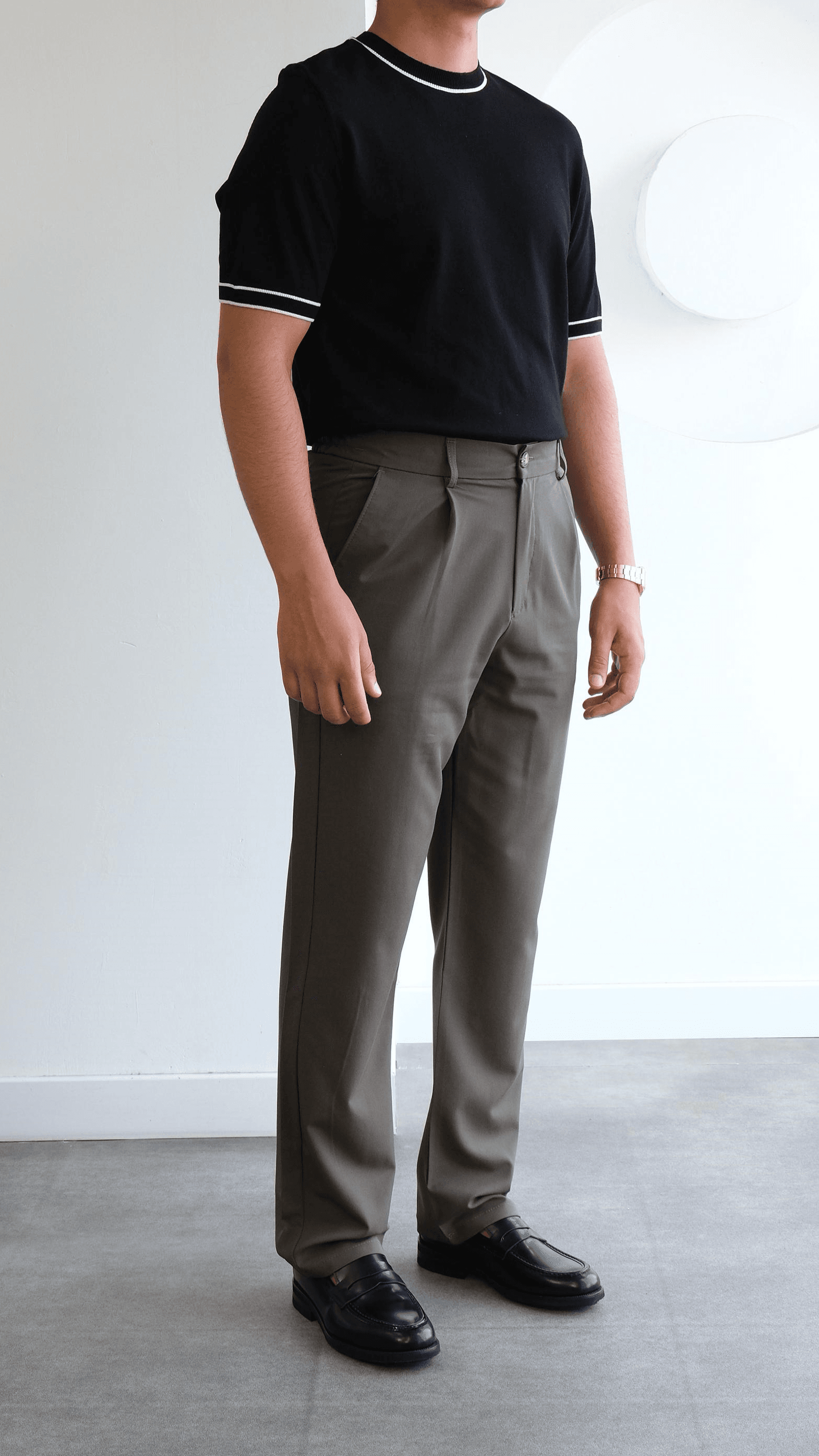 Haki Baggy Teknik Kumaş Pileli Pantolon