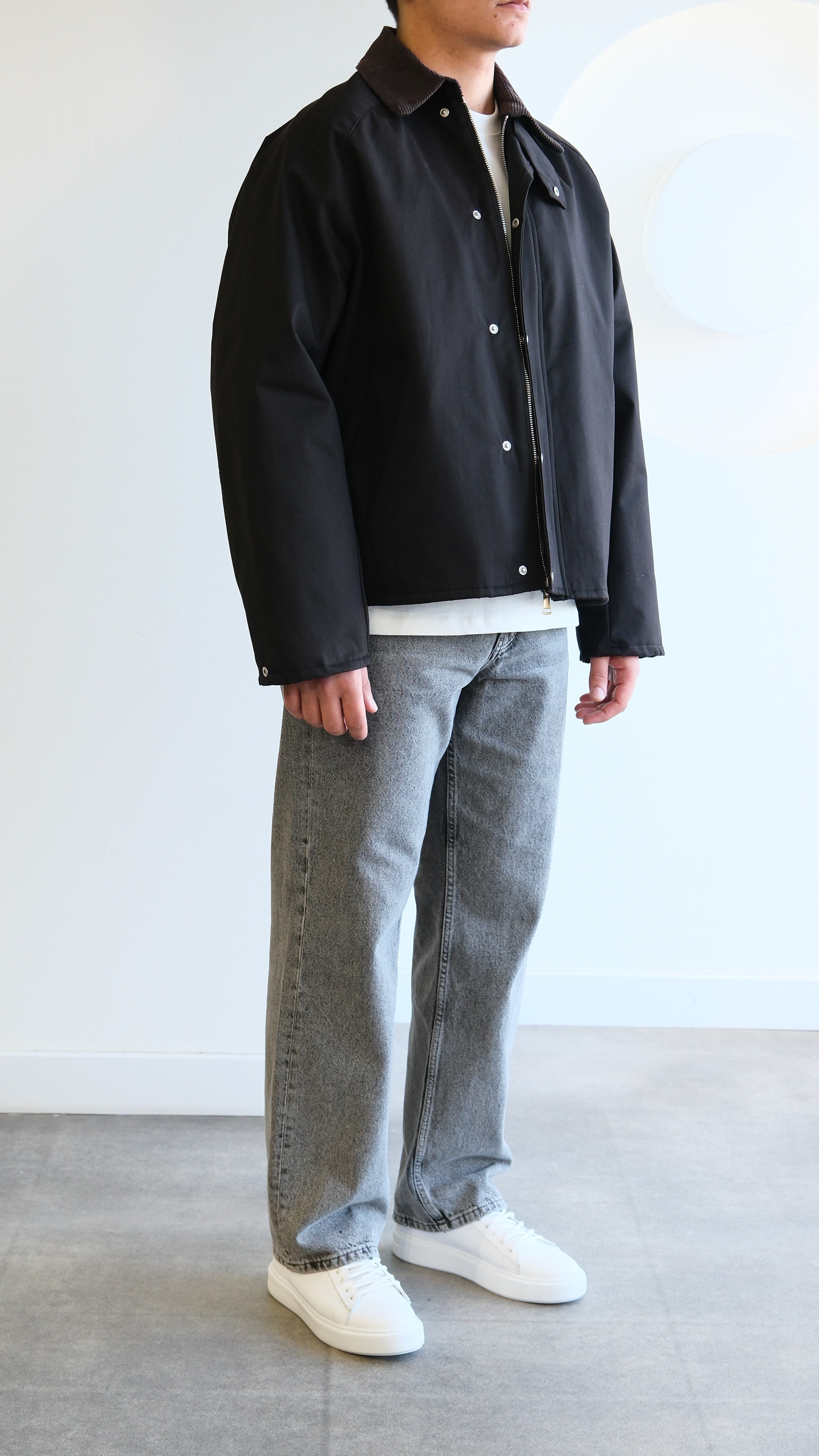 Kontrast Yaka Siyah Teknik Ceket 