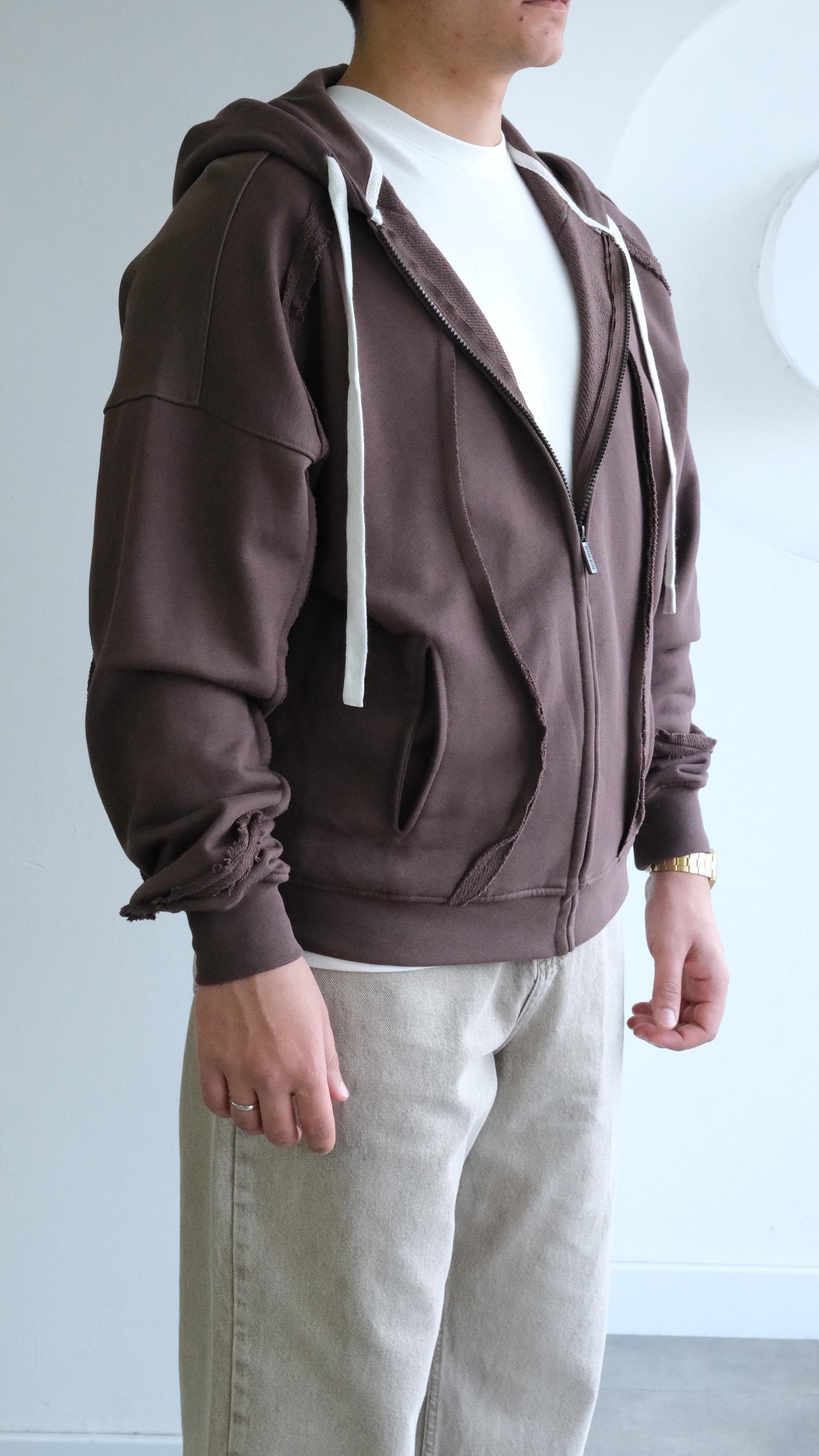 Kahve Kapüşonlu Şerit Desenli Sweatshirt