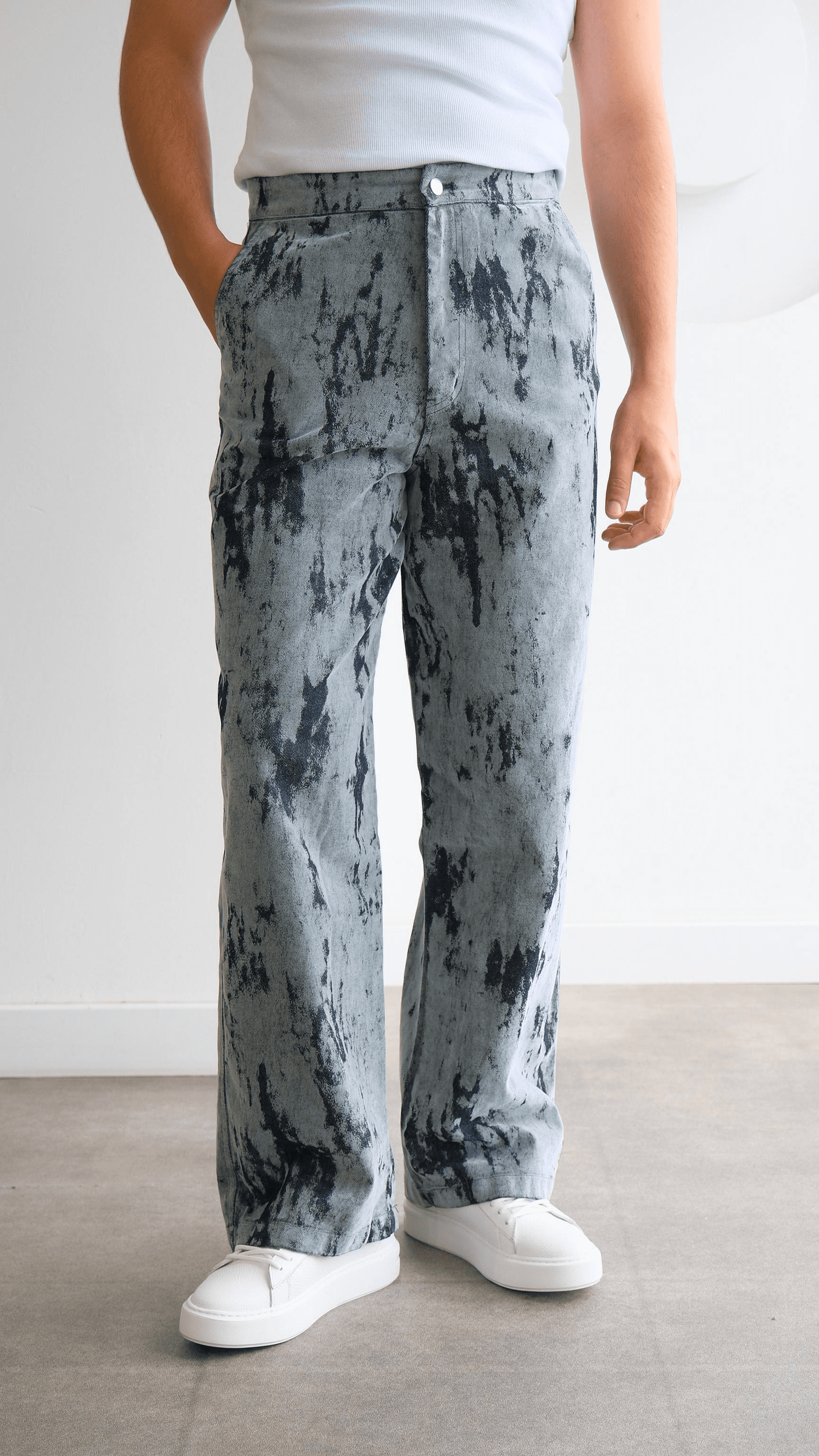 Flok Desenli Jean Pantolon